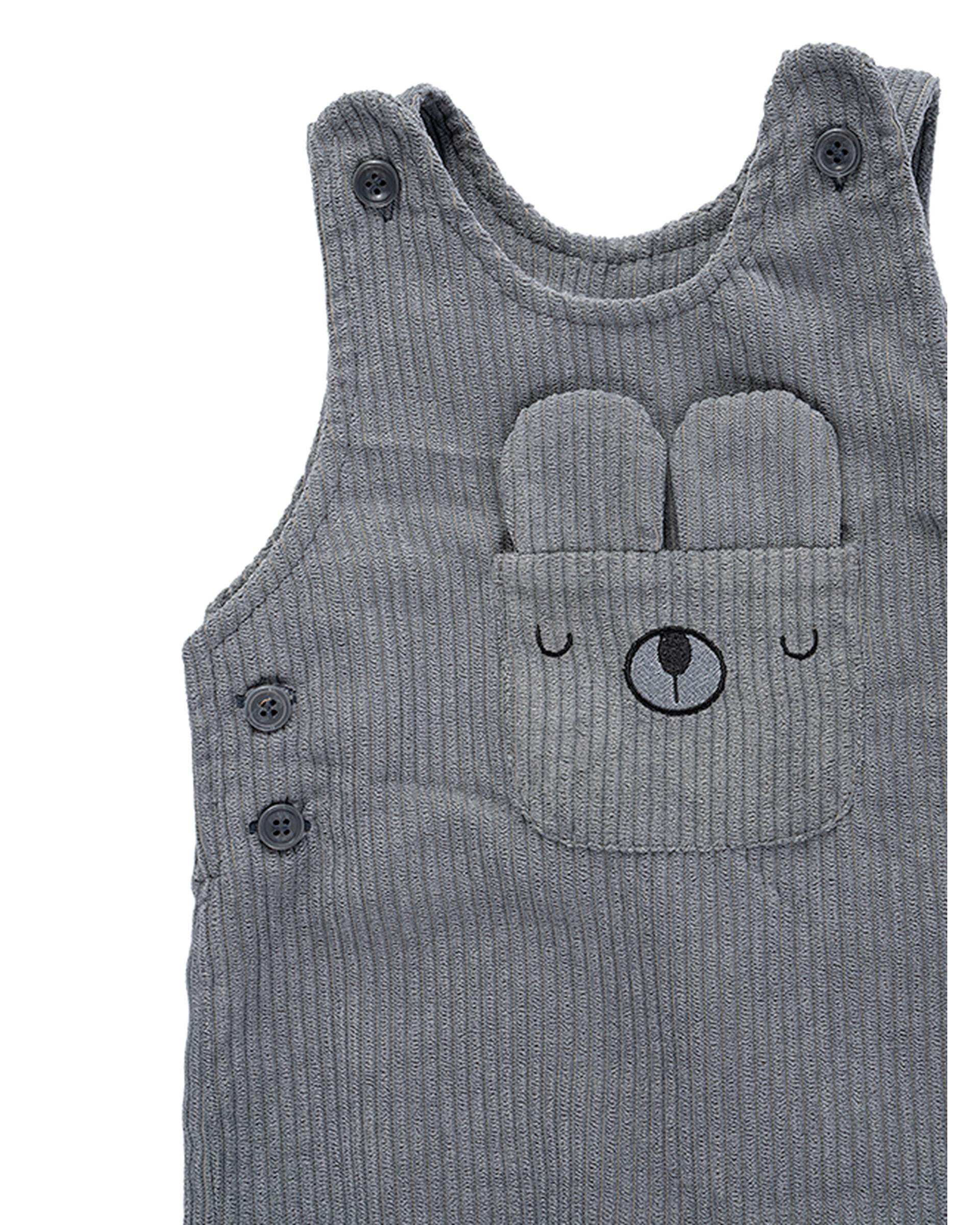 بلوز و سرهمی نوزادی پسرانه طوسی سفید فیورلا Fiorella مدل رویای خرسی کد 25541