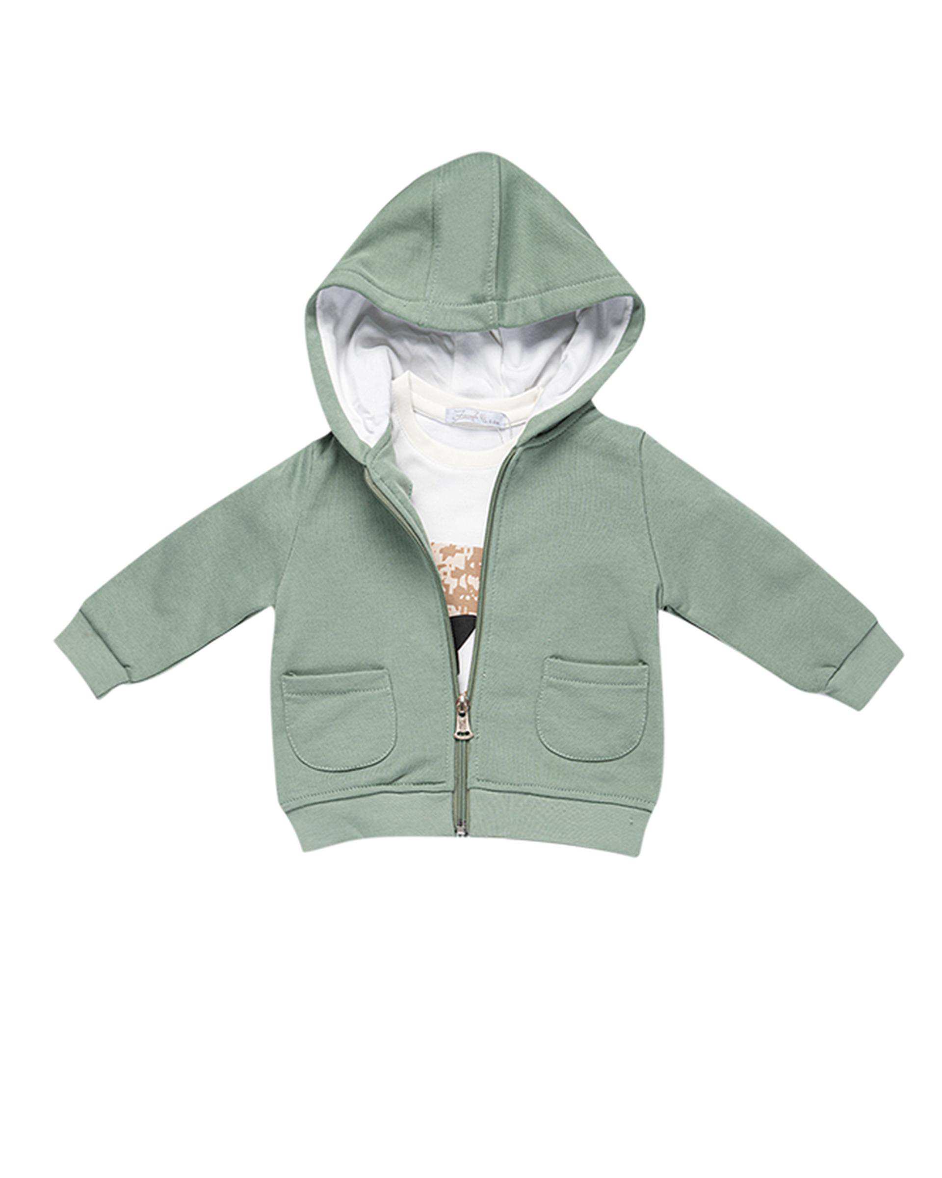 ست سه تکه نوزادی پسرانه سبز سفید فیورلا Fiorella مدل خرس مهربان کد 25538