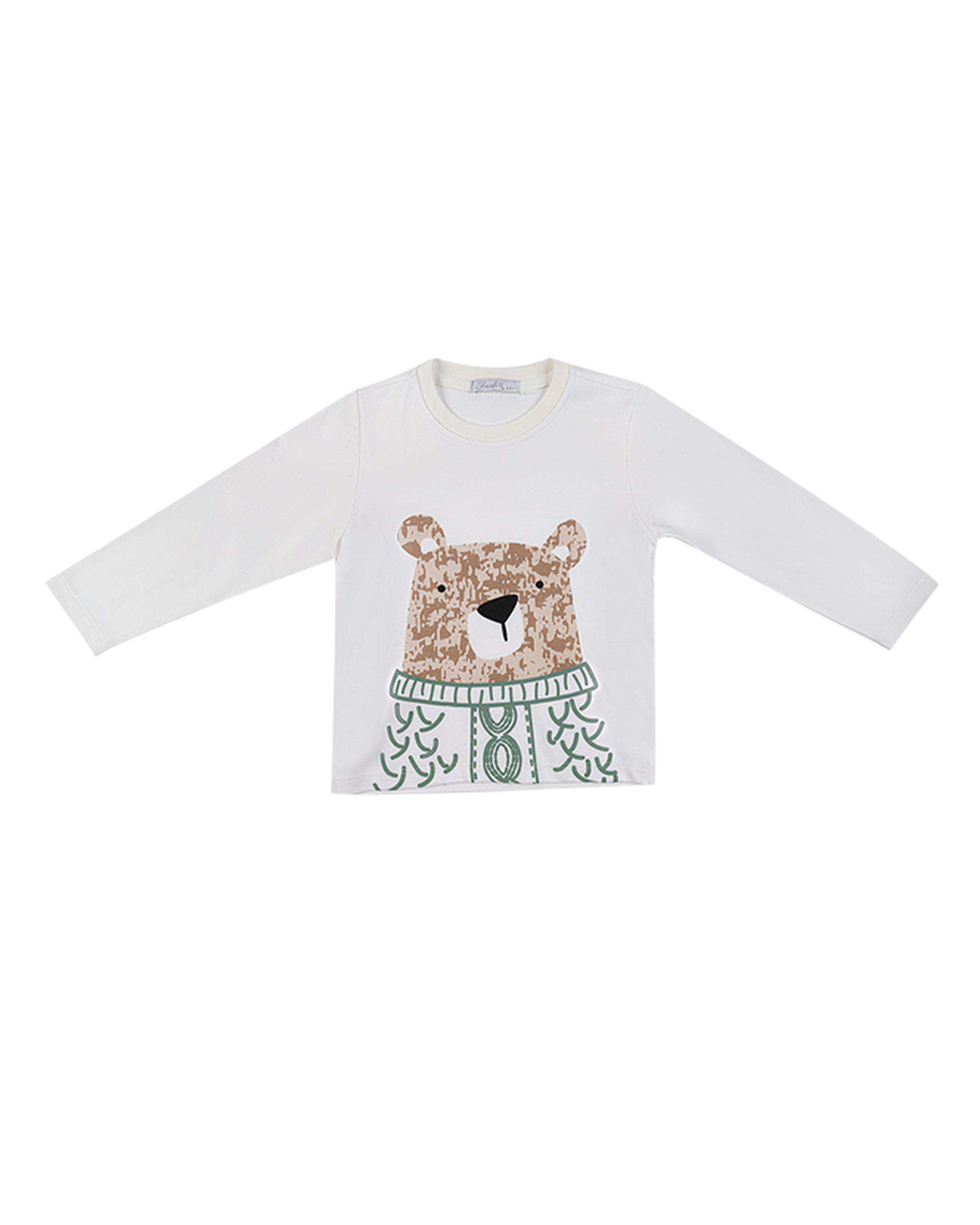 ست سه تکه نوزادی پسرانه سبز سفید فیورلا Fiorella مدل خرس مهربان کد 25538