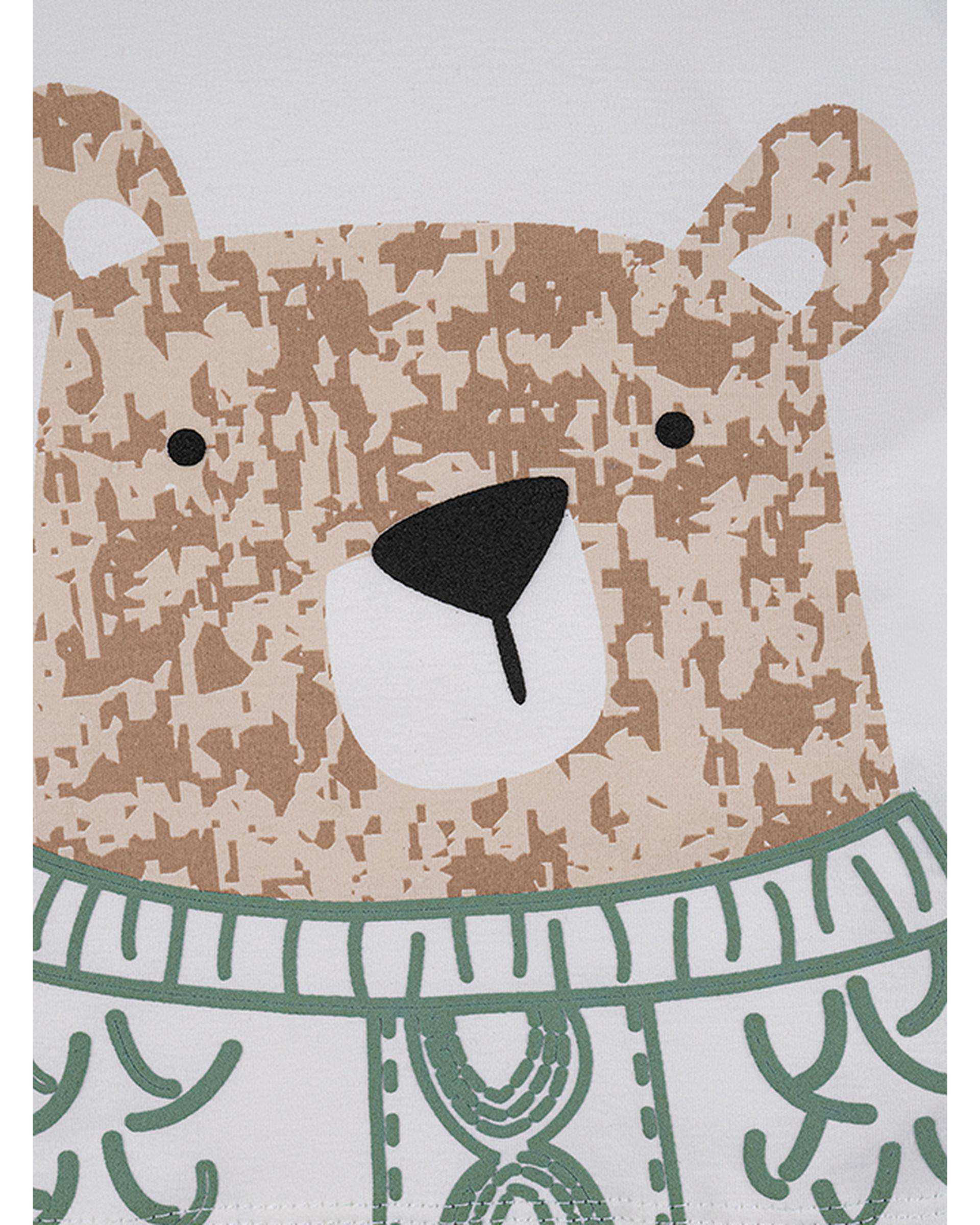 ست سه تکه نوزادی پسرانه سبز سفید فیورلا Fiorella مدل خرس مهربان کد 25538