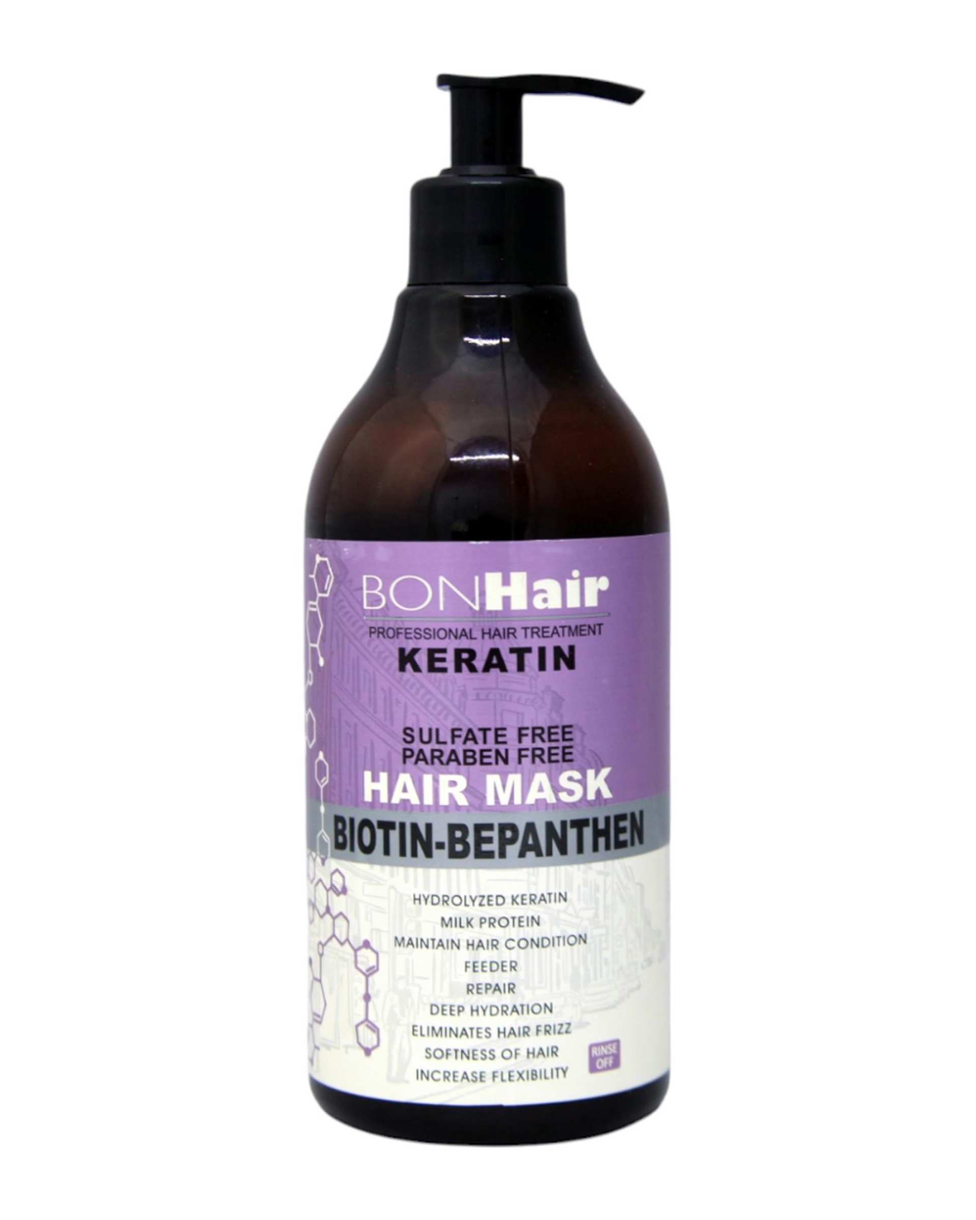 ماسک مو بدون سولفات درمانی بن هیر Bon Hair حاوی کراتین حجم 500ml