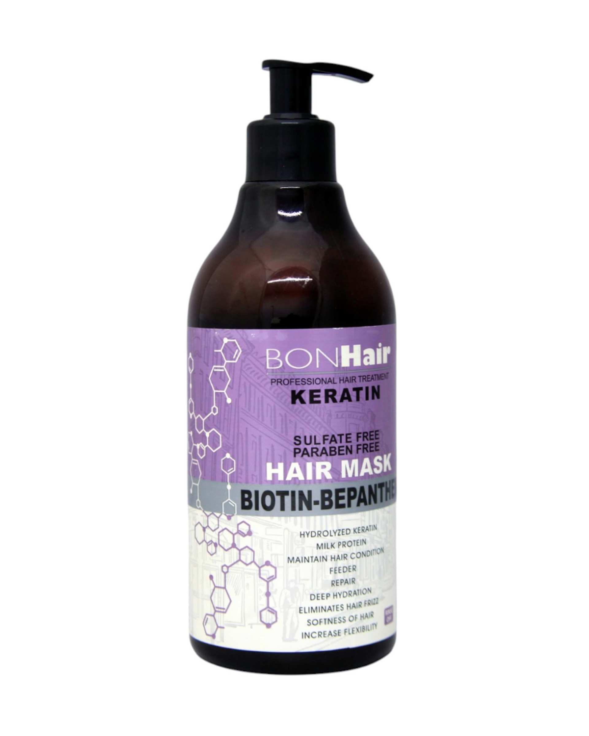 ماسک مو بدون سولفات درمانی بن هیر Bon Hair حاوی کراتین حجم 500ml