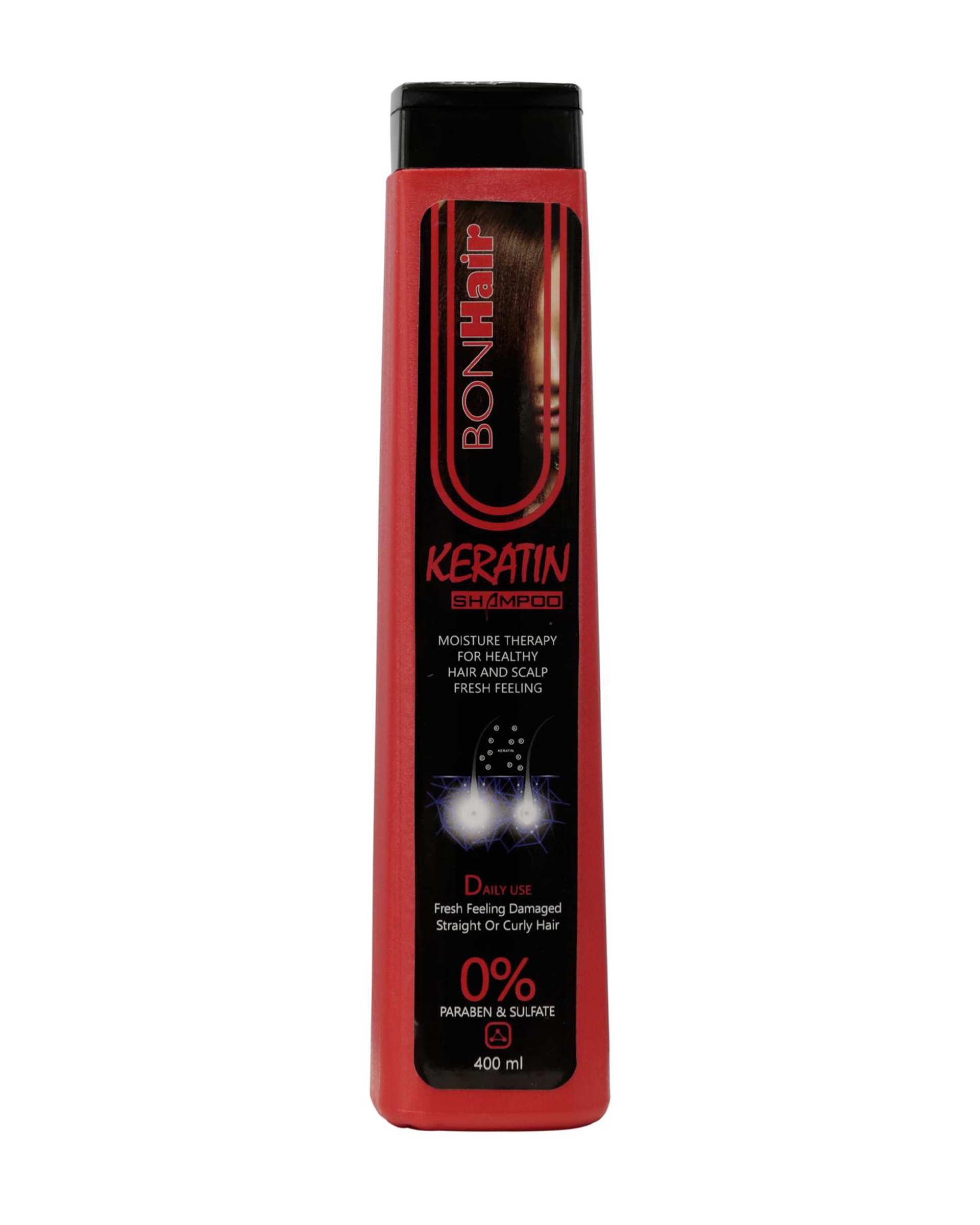 شامپو تقویت کننده مو بدون سولفات بن هیر Bon Hair حاوی کراتین حجم 400ml