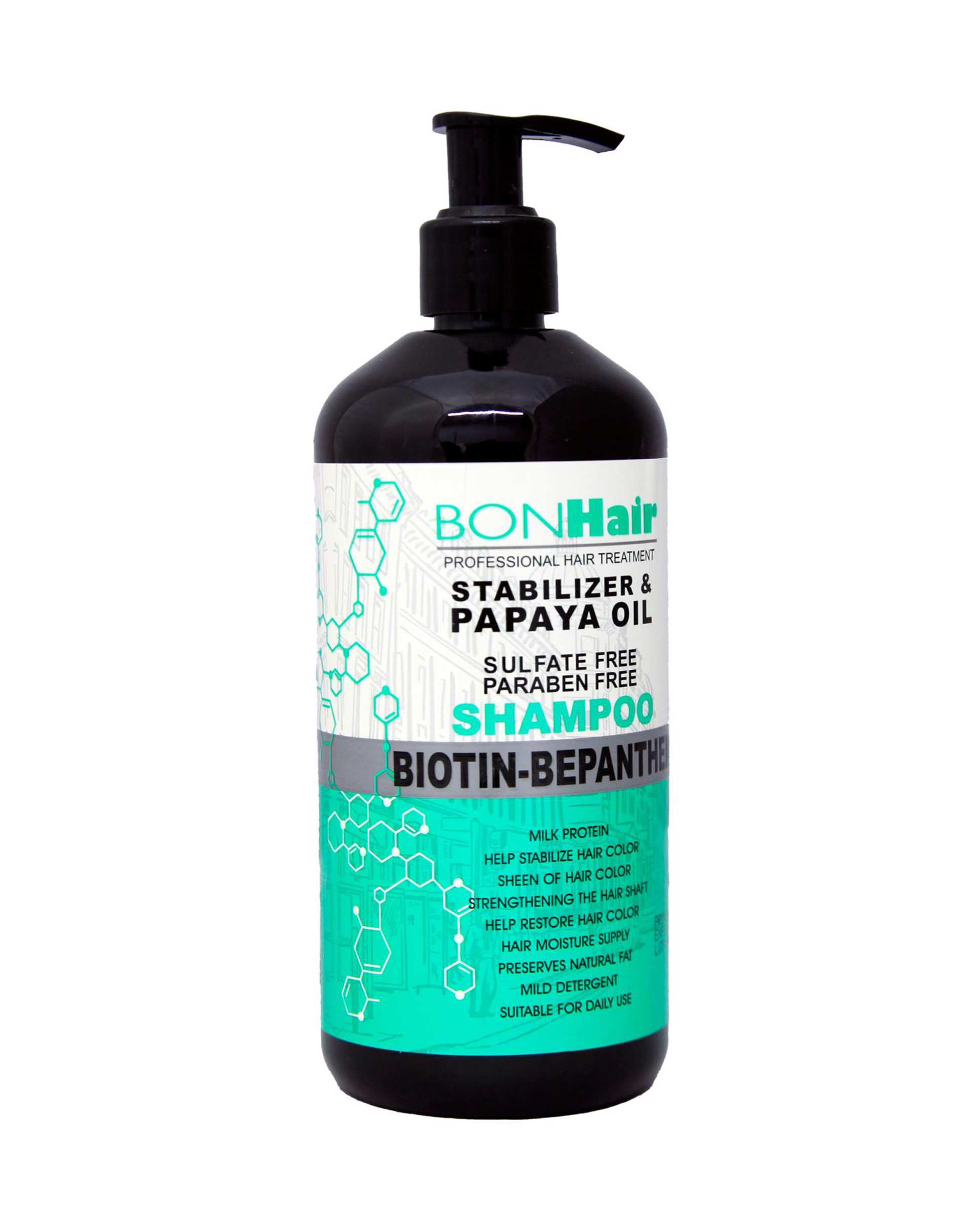 شامپو مو درمانی بدون سولفات بن هیر Bon Hair حاوی پاپایا حجم 500ml