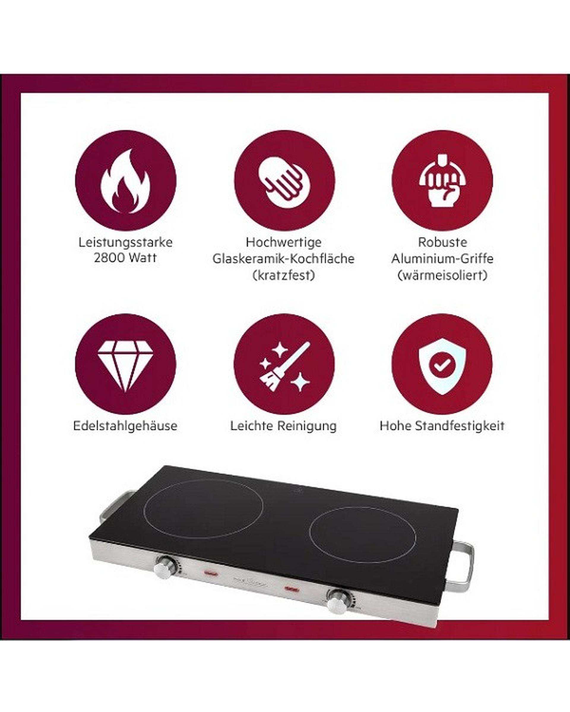 اجاق گاز سفری مادون قرمز دو شعله پروفی کوک ProofiCook مدل PC-DKP 1211