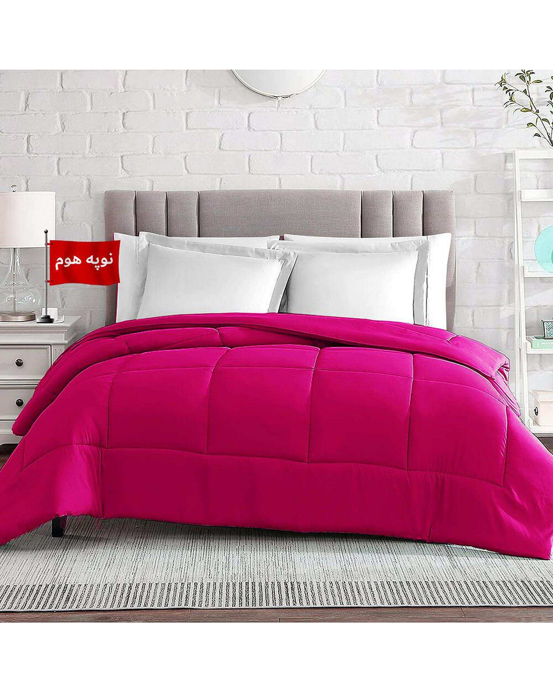 لحاف دو نفره یک تکه سرخابی نوپه هوم Nopehome طرح مربع کد L24-3 مناسب عرض تشک 160 الی 180