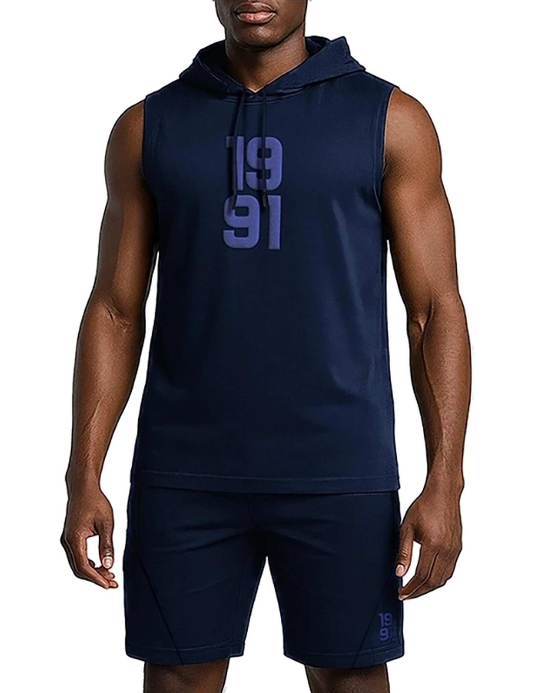 تاپ ورزشی مردانه کلاهدار سرمه ای نوزده نود و یک 1991 مدل TS1985 NB