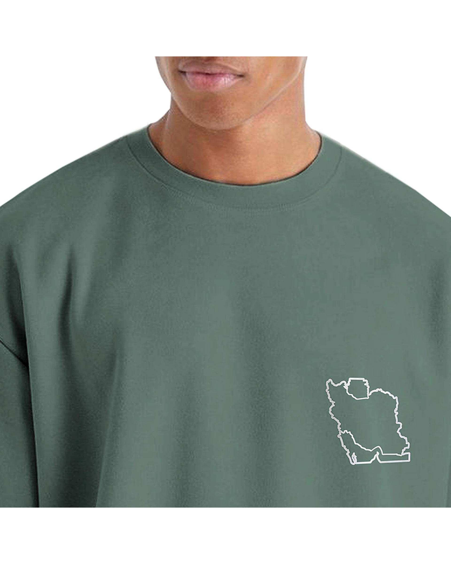 تی شرت مردانه نخی اورسایز سبز نوزده نود و یک 1991 مدل TS1989 Gr