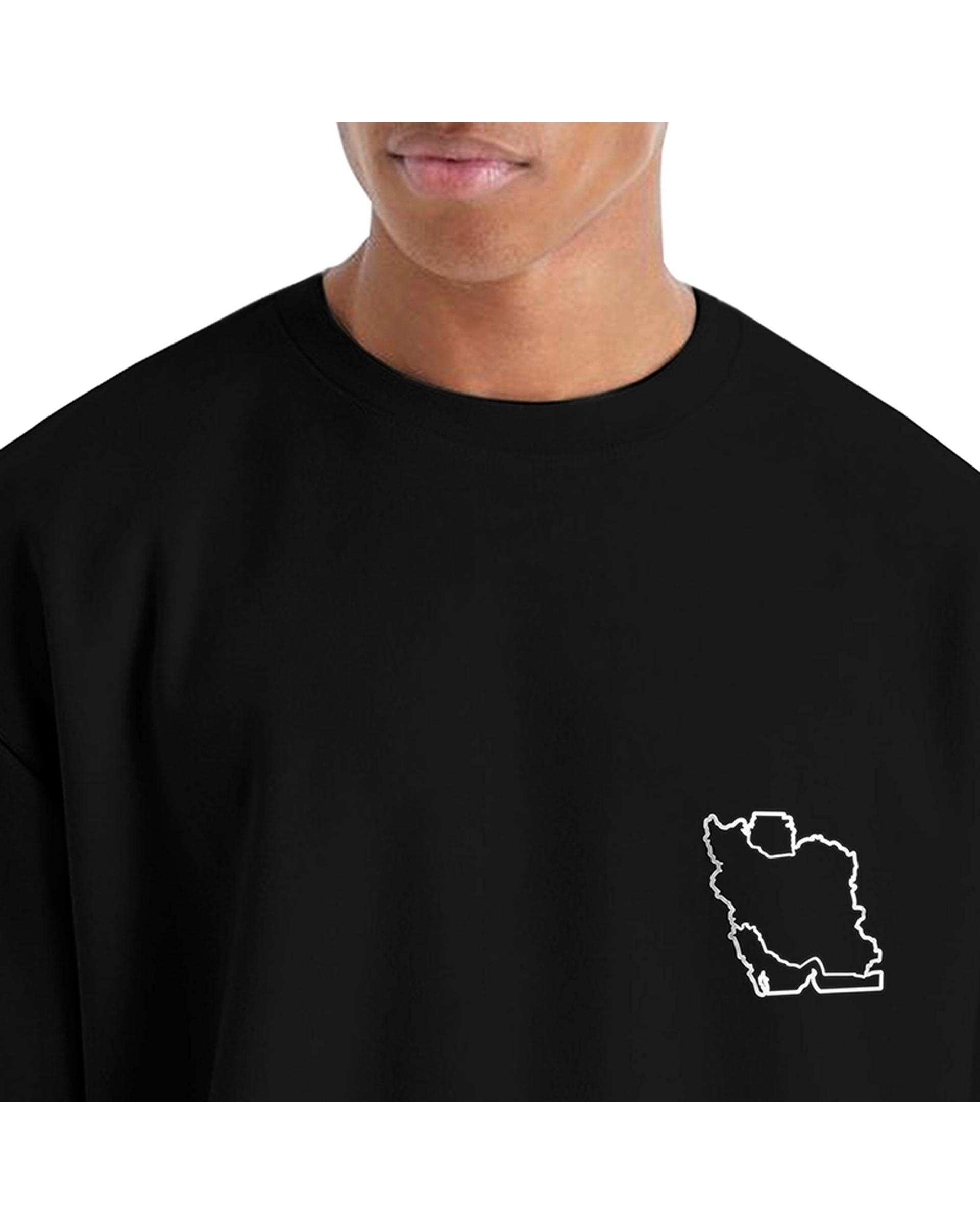 تی شرت مردانه نخی اورسایز مشکی نوزده نود و یک 1991 مدل TS1989 B