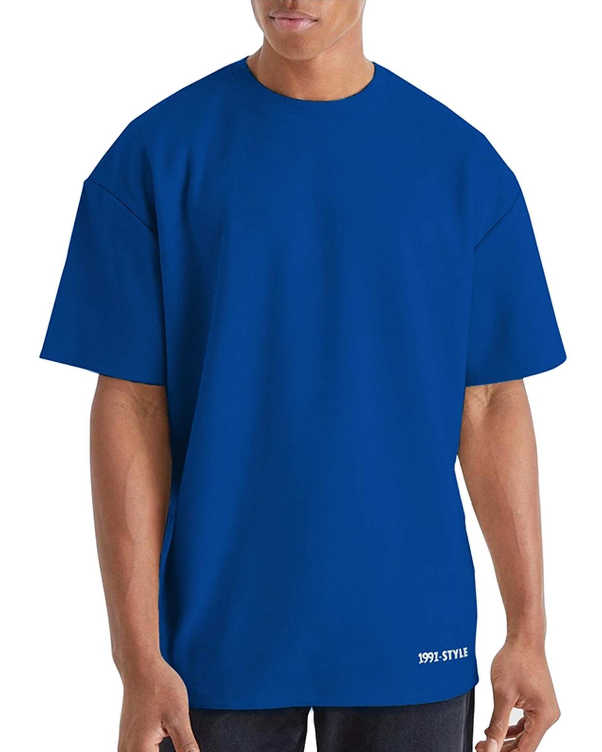 تی شرت مردانه اورسایز آبی کاربنی نوزده نود و یک 1991 مدل TS1963 DBL
