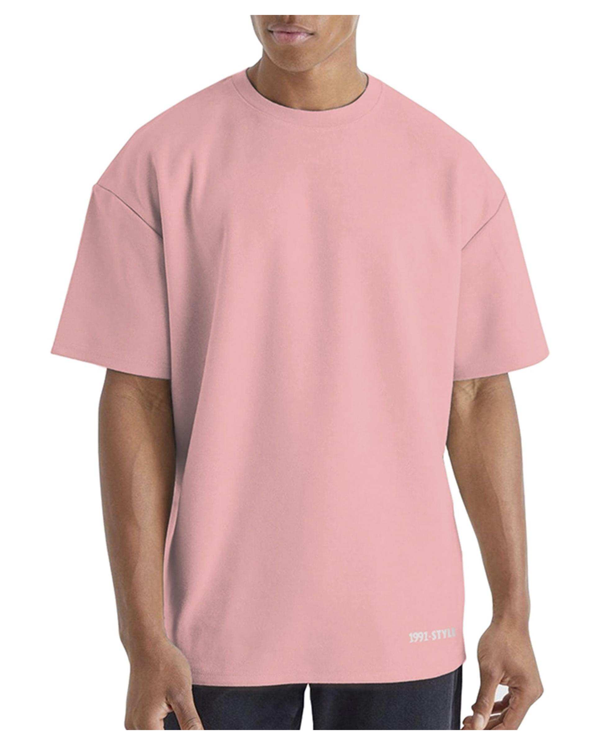 تی شرت مردانه اورسایز صورتی نوزده نود و یک 1991 مدل TS1963 Pi