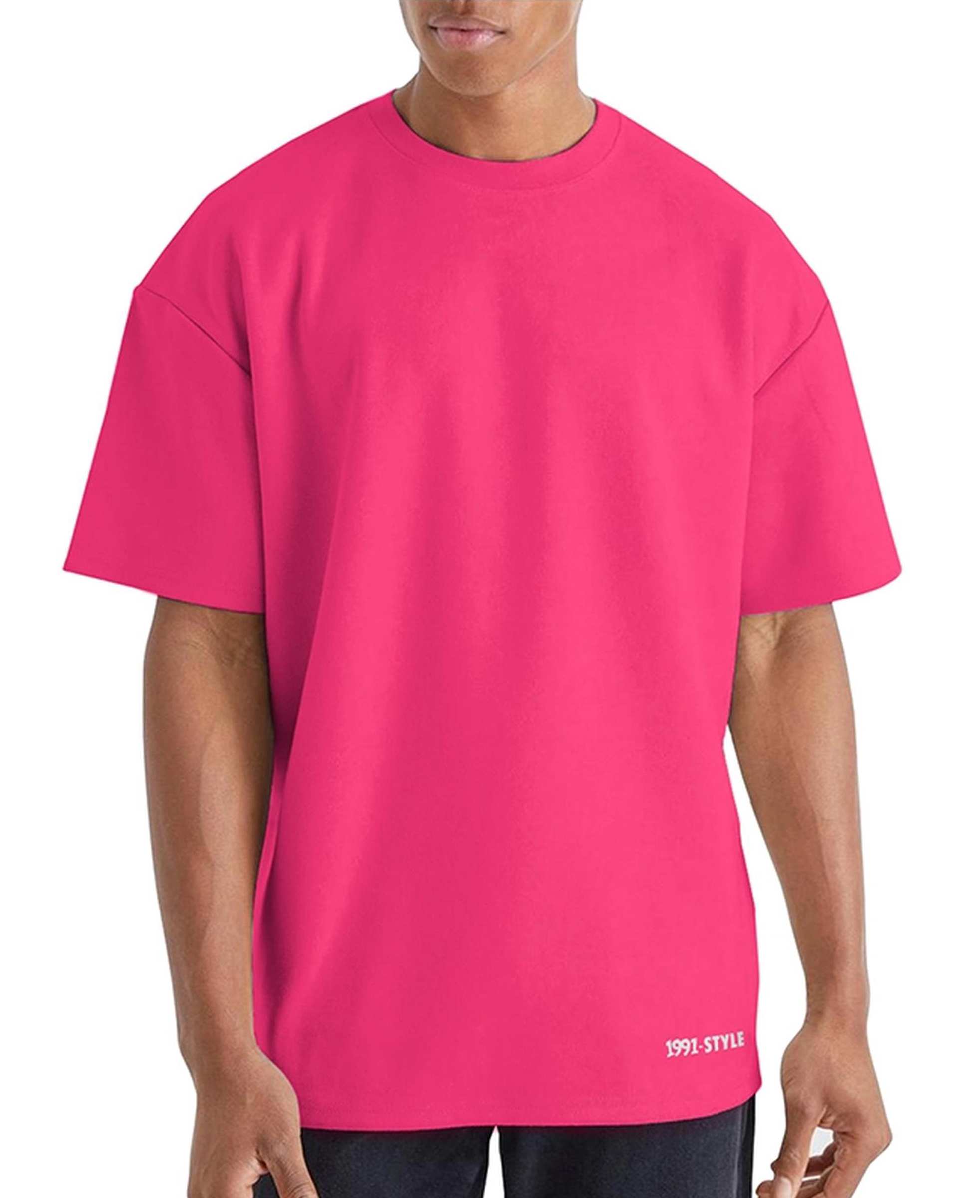 تی شرت مردانه اورسایز سرخابی نوزده نود و یک 1991 مدل TS1963 So