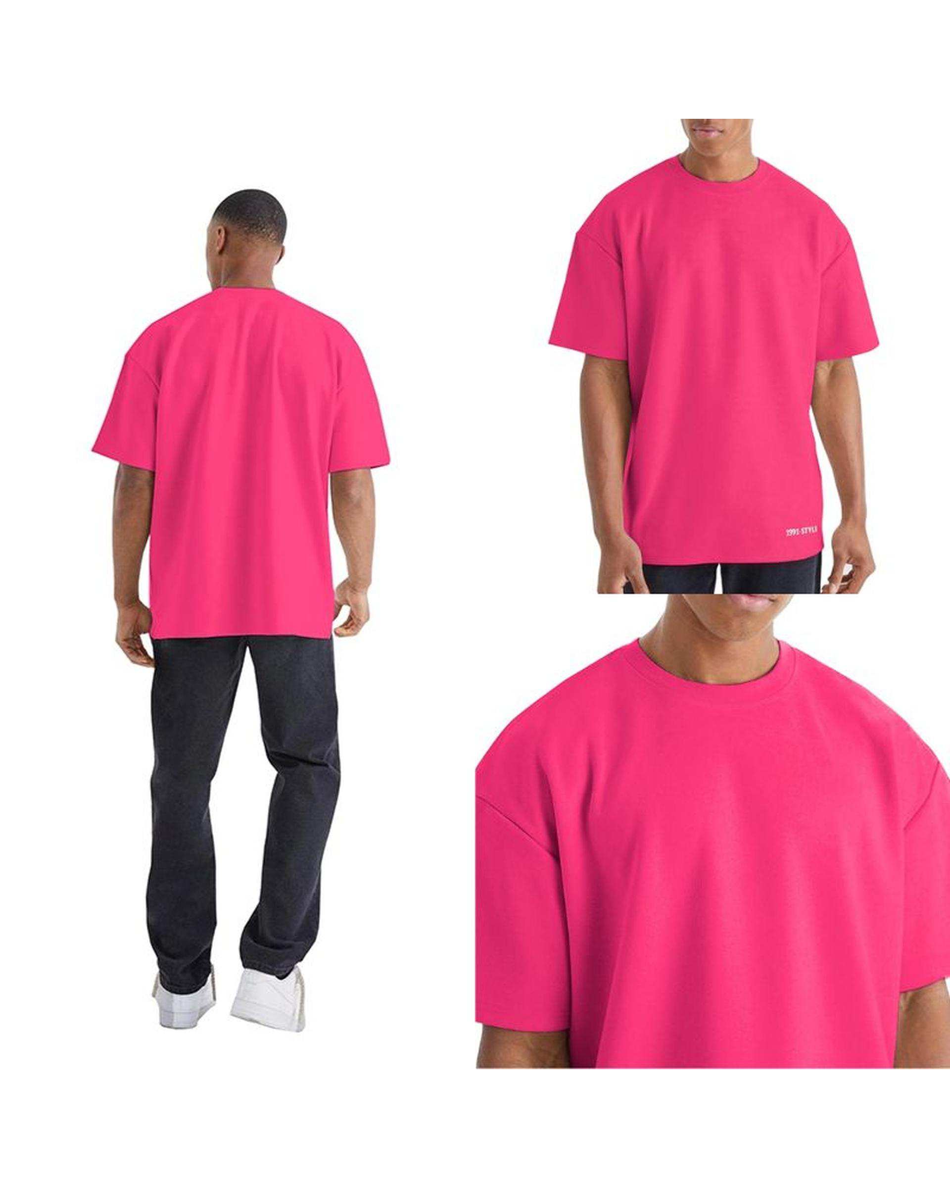 تی شرت مردانه اورسایز سرخابی نوزده نود و یک 1991 مدل TS1963 So