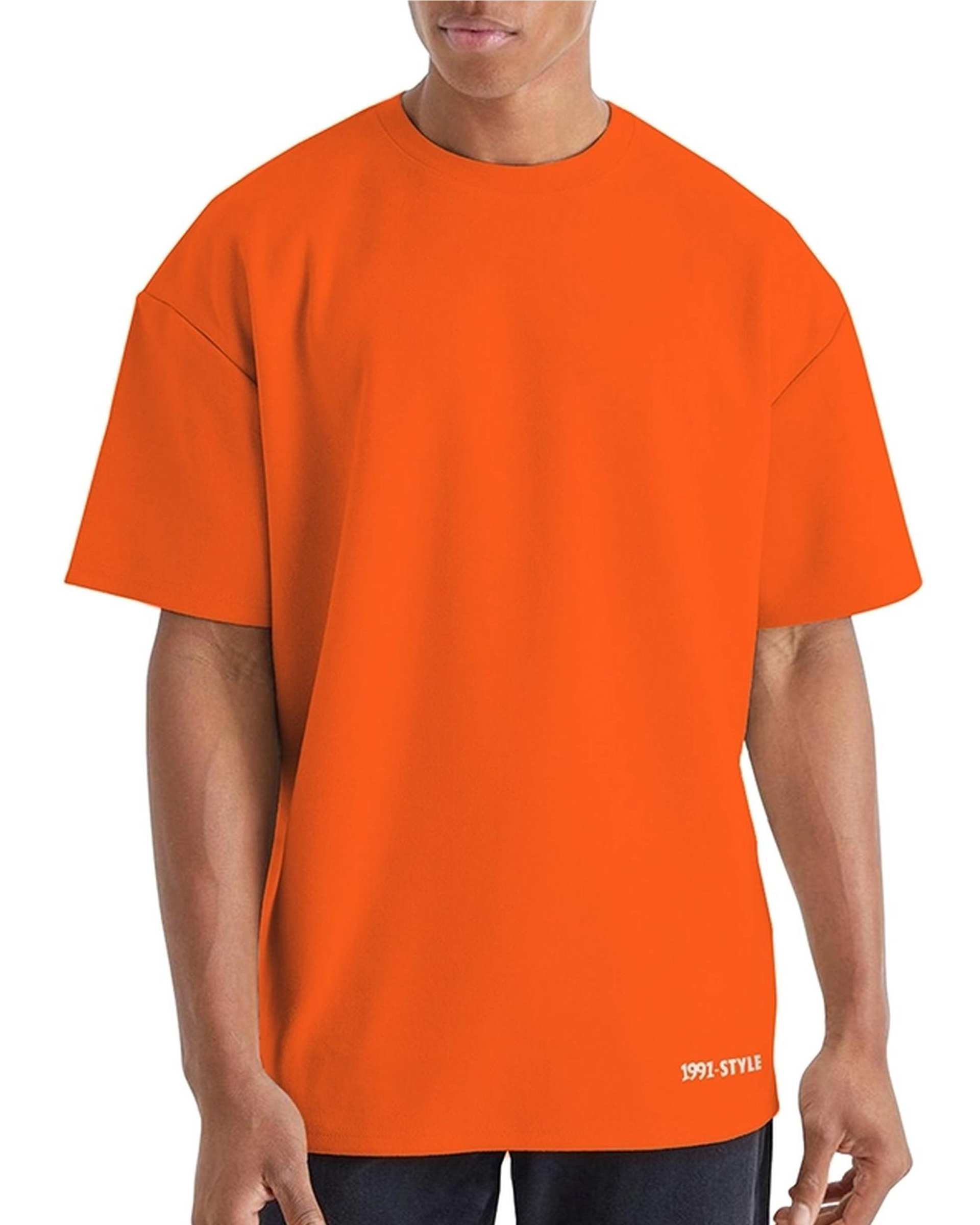 تی شرت مردانه اورسایز نارنجی نوزده نود و یک 1991 مدل TS1963 Or