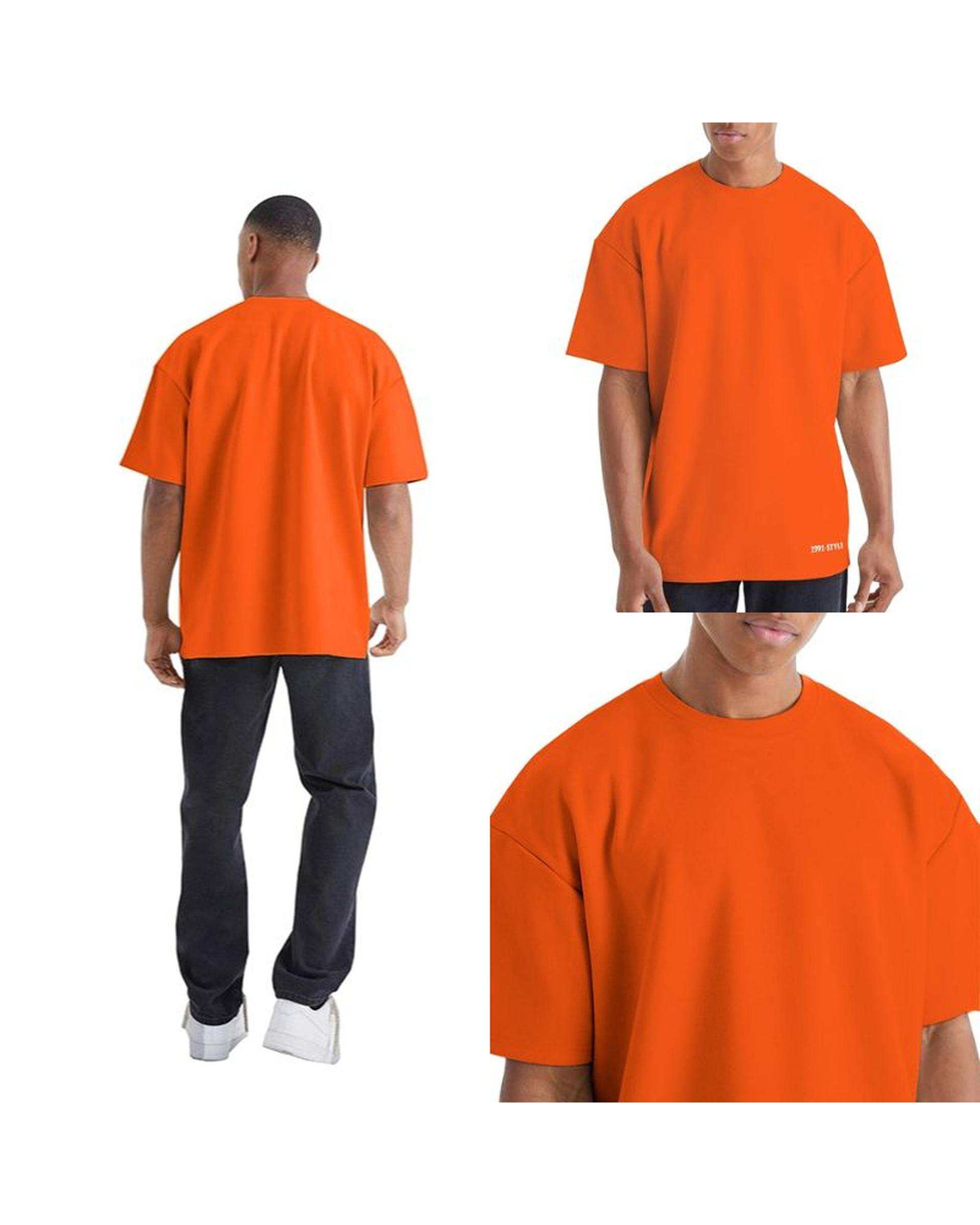 تی شرت مردانه اورسایز نارنجی نوزده نود و یک 1991 مدل TS1963 Or