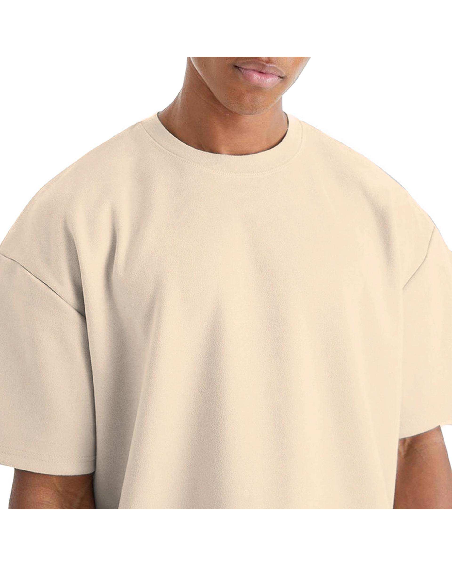 تی شرت مردانه اورسایز کرم نوزده نود و یک 1991 مدل TS1963 Ce