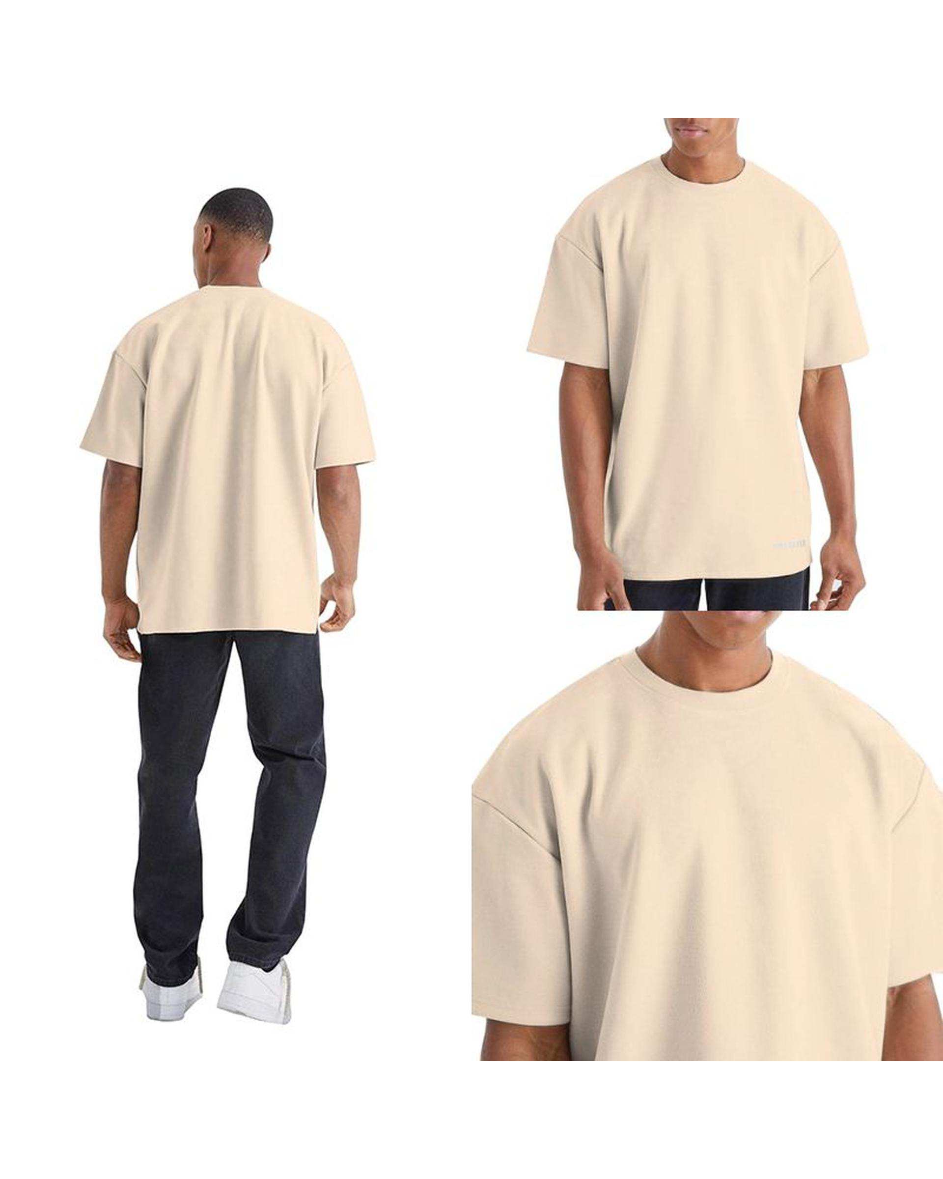 تی شرت مردانه اورسایز کرم نوزده نود و یک 1991 مدل TS1963 Ce