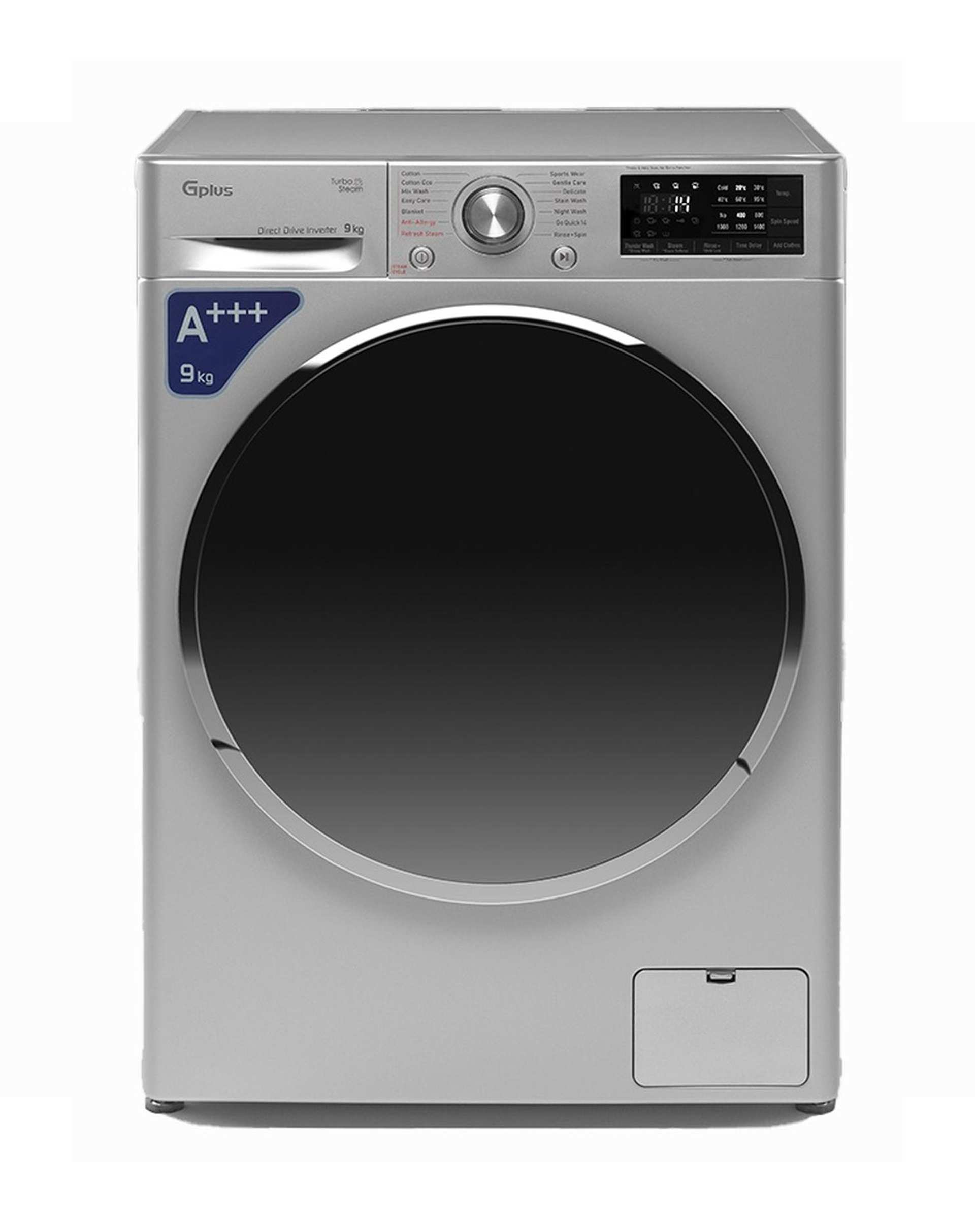 ماشین لباسشویی نقره ای جی پلاس Gplus مدل GWM-R99S.KTN ظرفیت 9 کیلوگرم