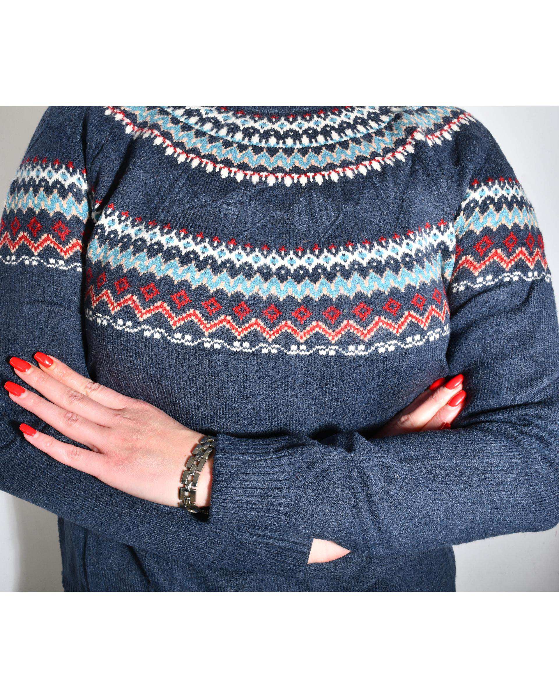 پلیور زنانه سرمه ای یقه گرد