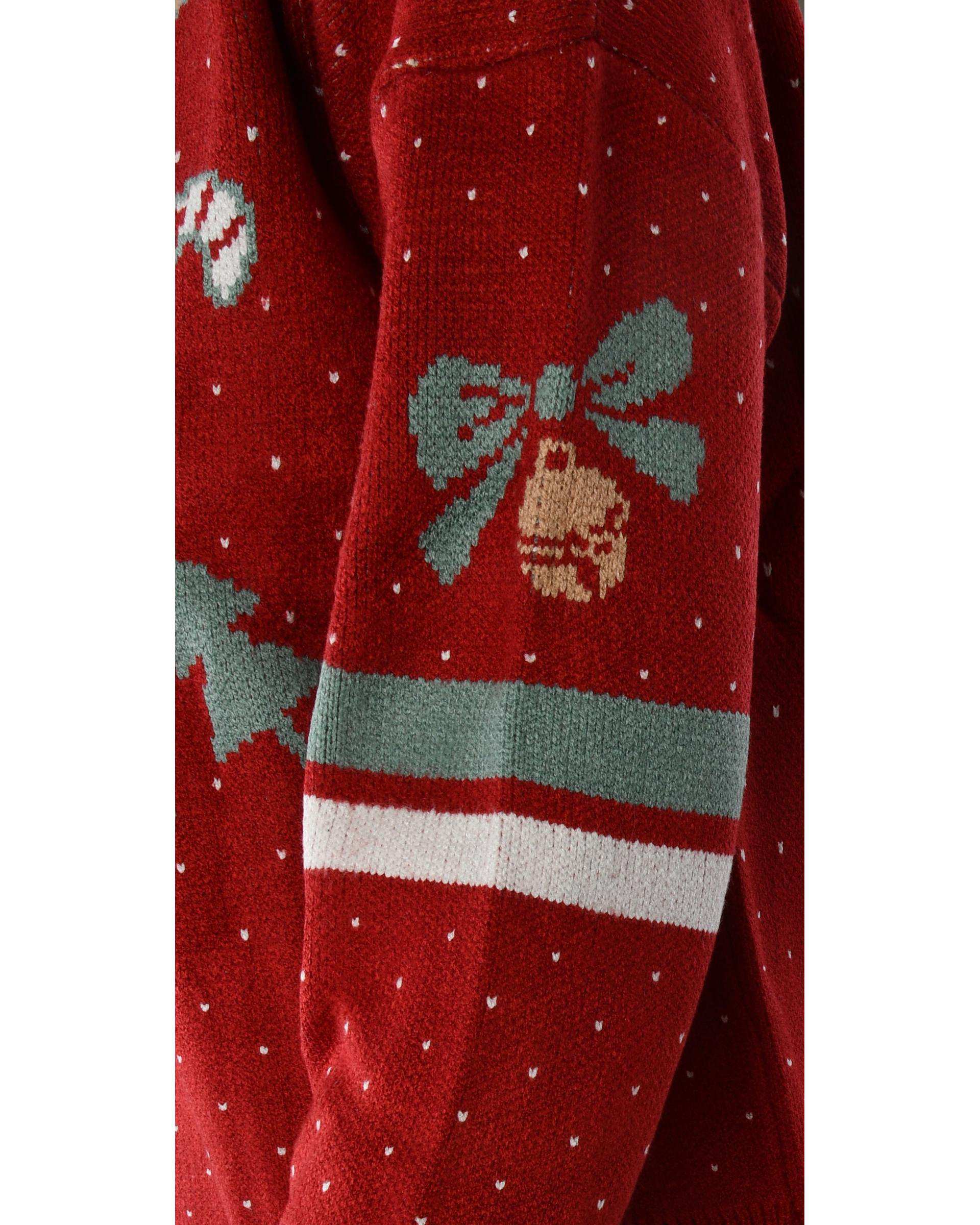 پلیور بافت زنانه قرمز طرح تدی کریسمس