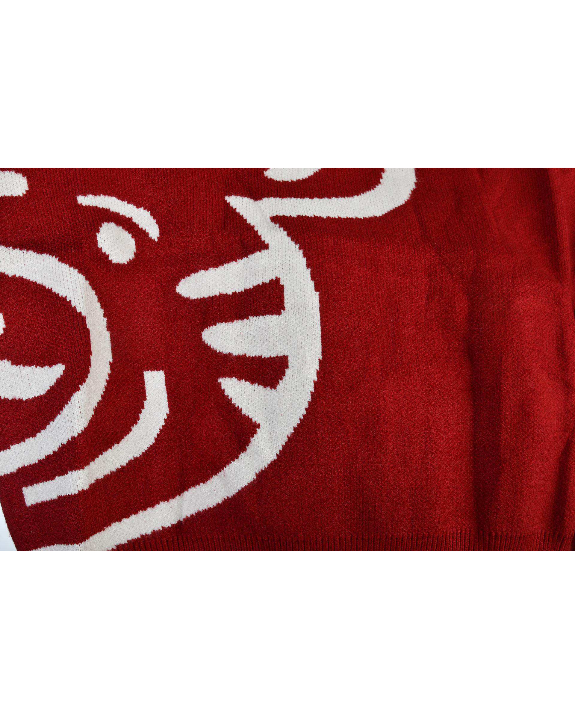 پلیور بافت زنانه قرمز طرح تدی