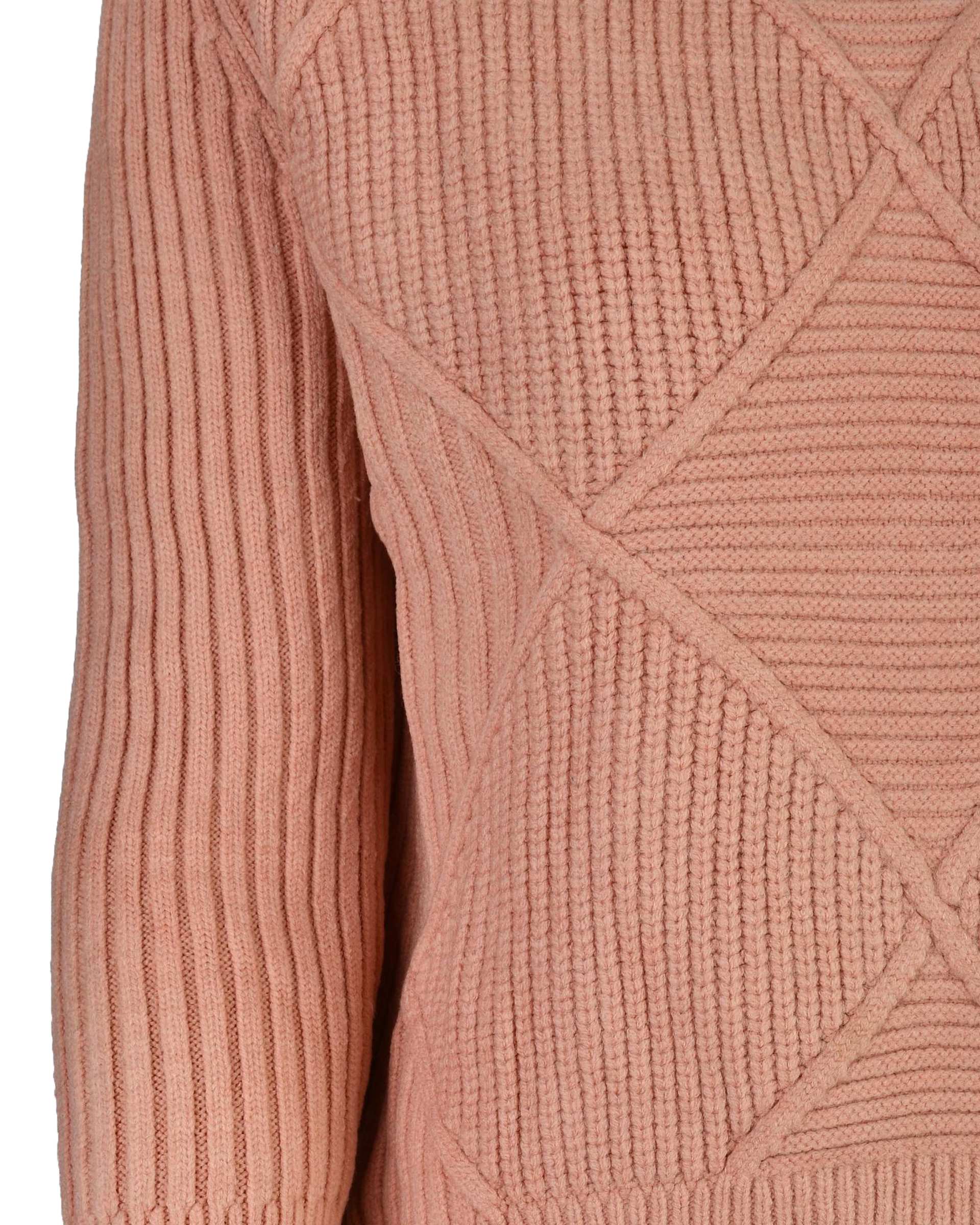 پلیور بافت زنانه یقه اسکی صورتی طرح لوزی