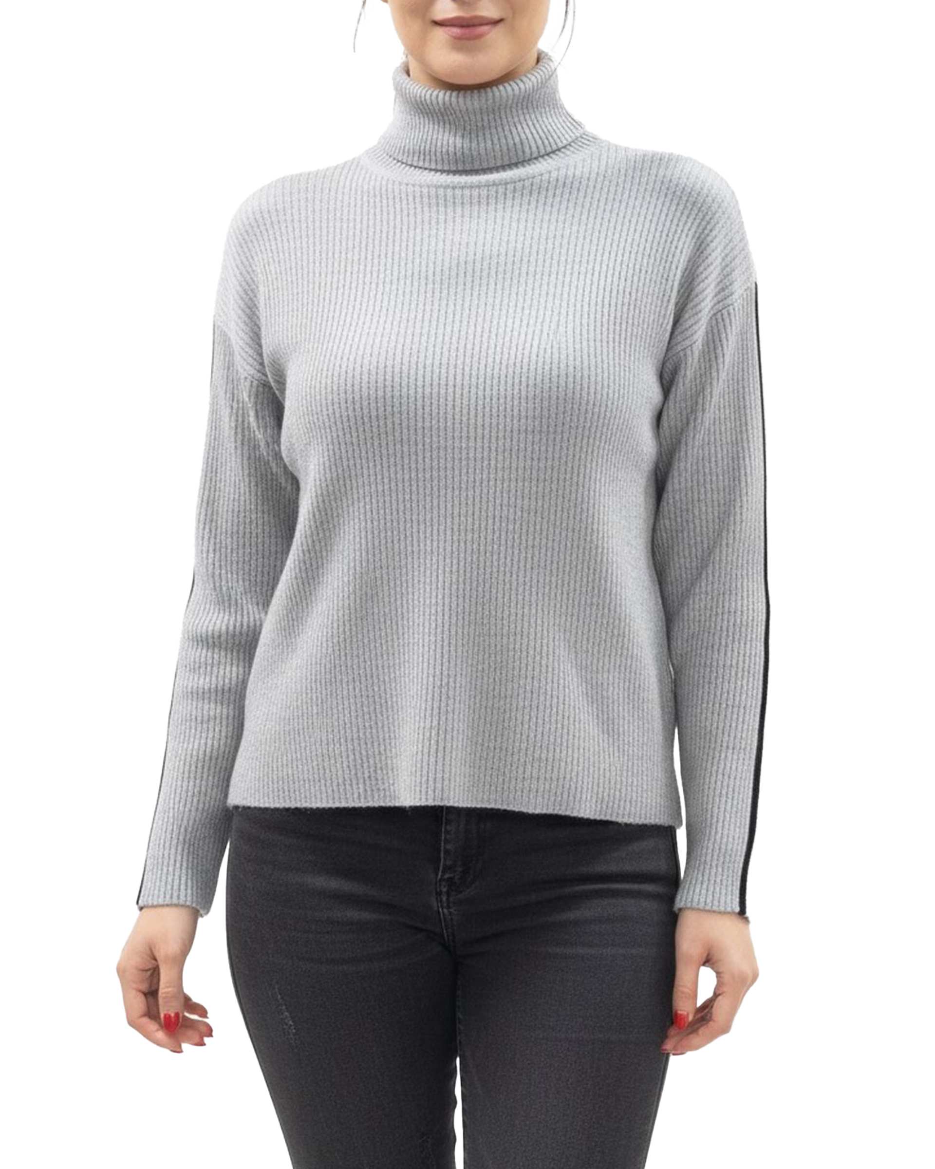 بلوز بافت یقه اسکی طوسی