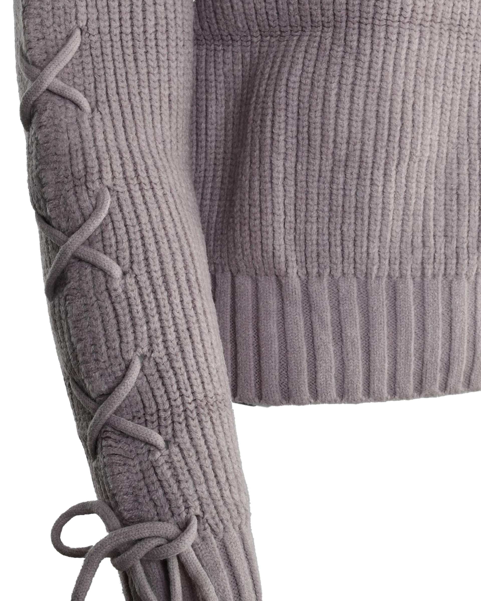 پلیور بافت زنانه یقه اسکی یاسی مدل آستین بندی