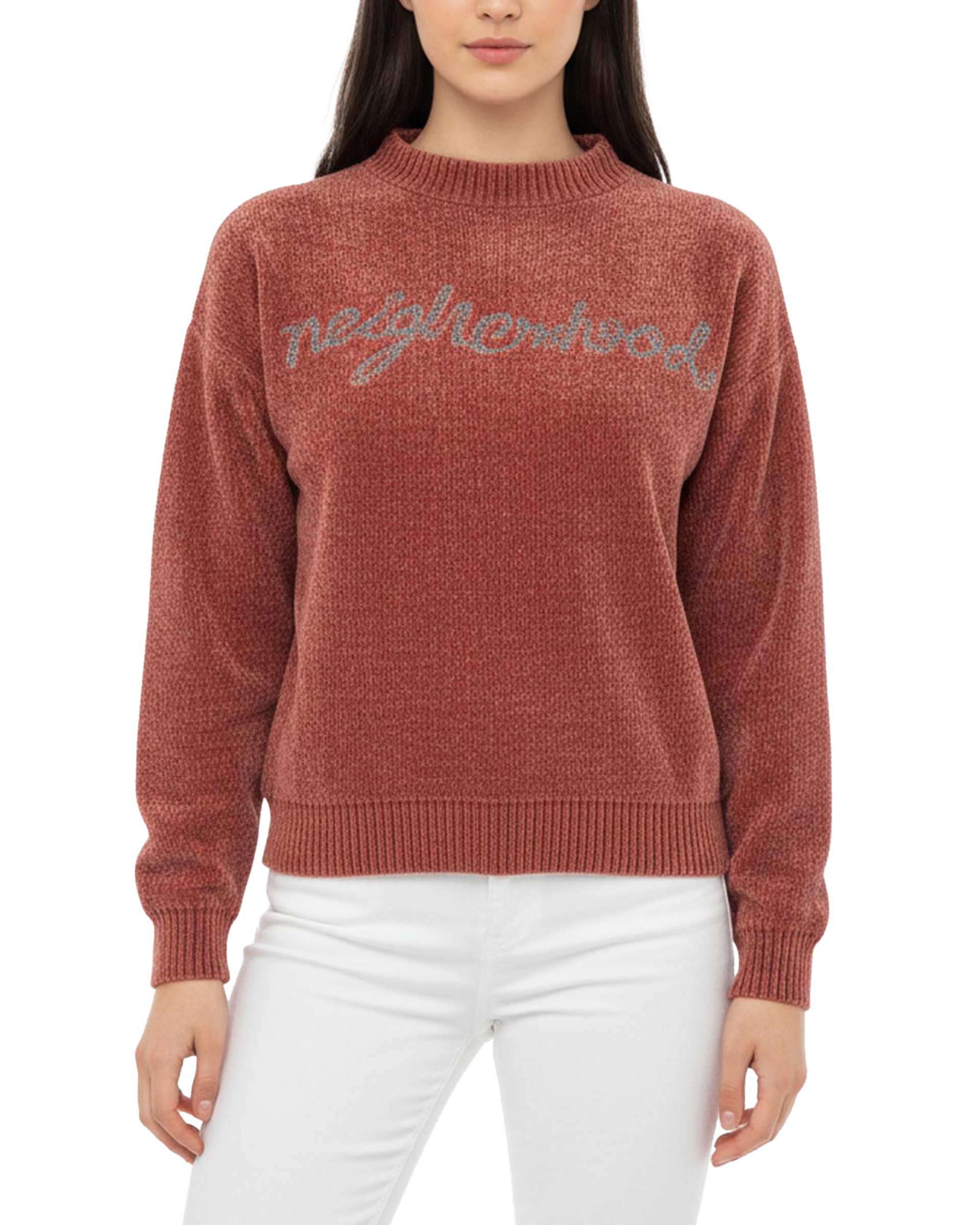 پلیور بافت زنانه آجری مدل 001256