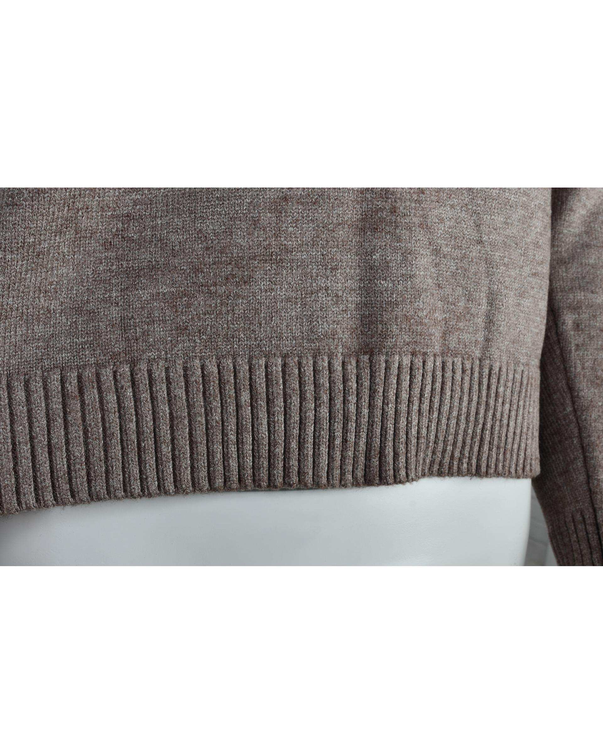 پلیور بافت زنانه یقه اسکی خاکی کرم