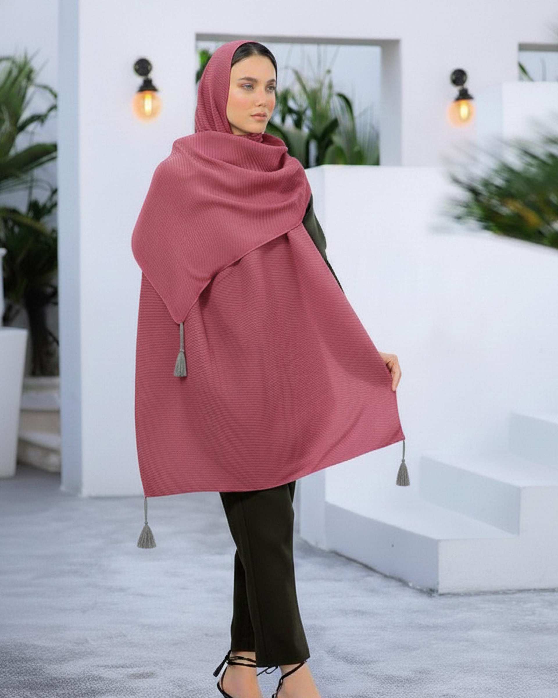 شال زنانه پلیسه جناقی پاییزه کد ROZ1021