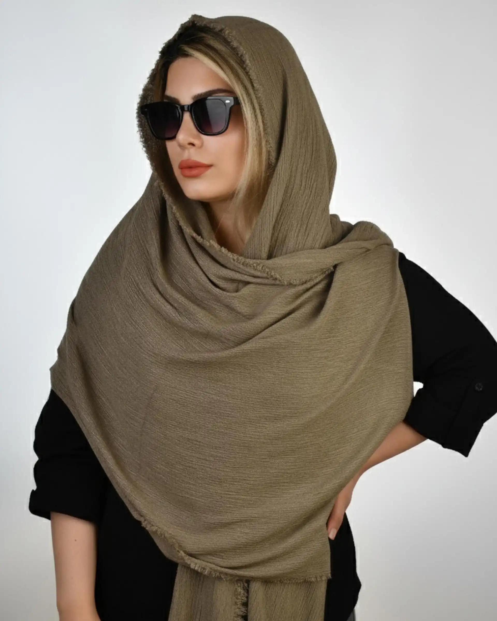 شال زنانه برشکا گرم بالا آماهی Amahi طرح ریشه پرزی