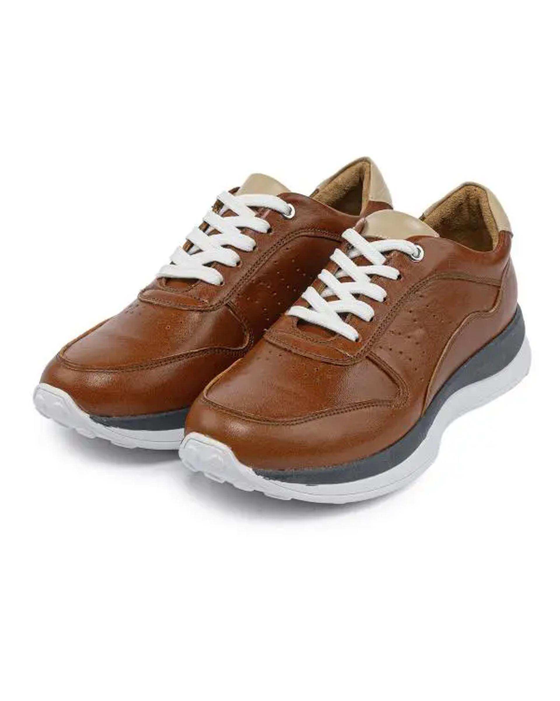 کفش چرم زنانه کژوال قهوه ای روشن صاد Saad مدل MP1605
