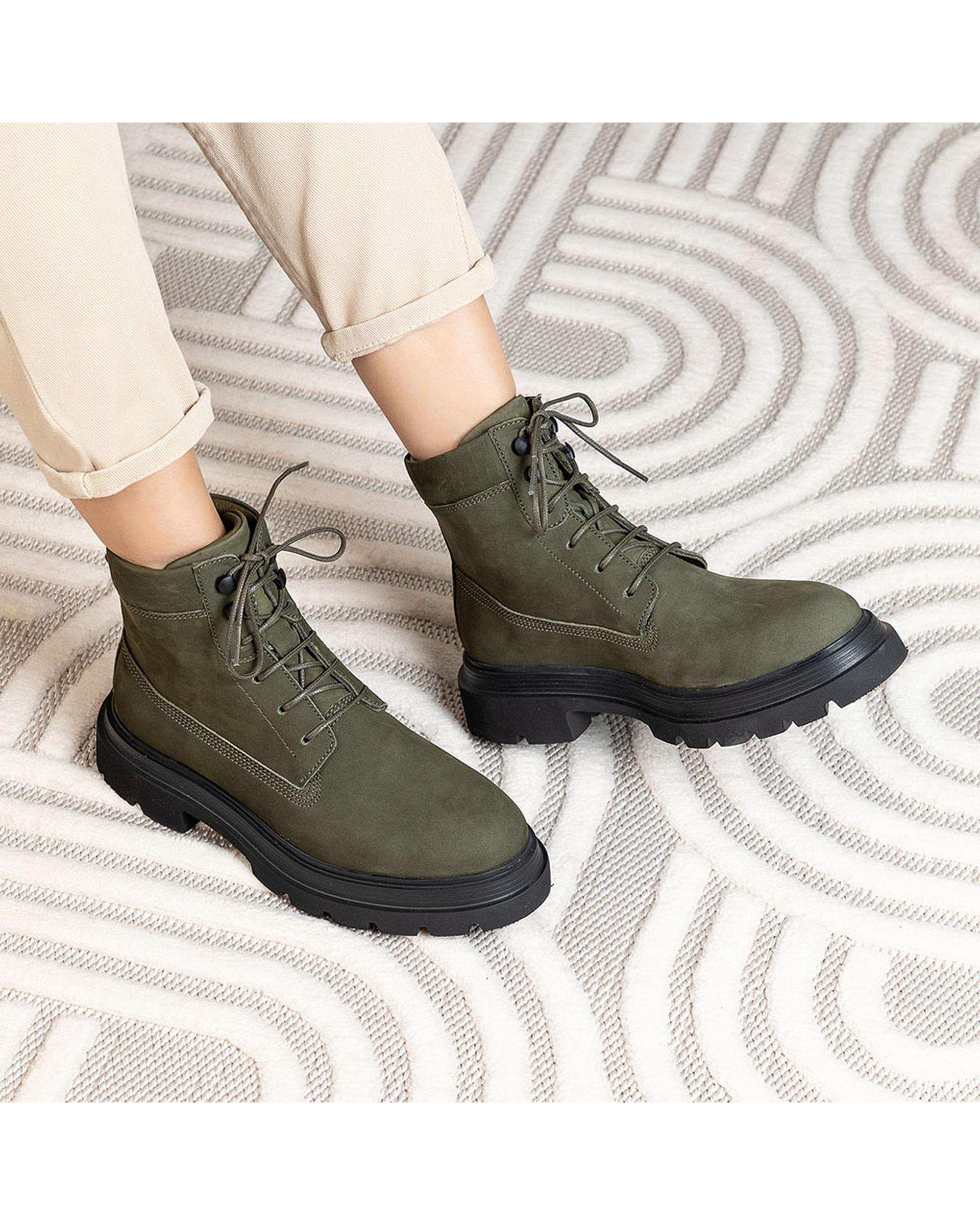 بوت چرم زنانه طبی سبز برتونیکس Berttonix کد D 555