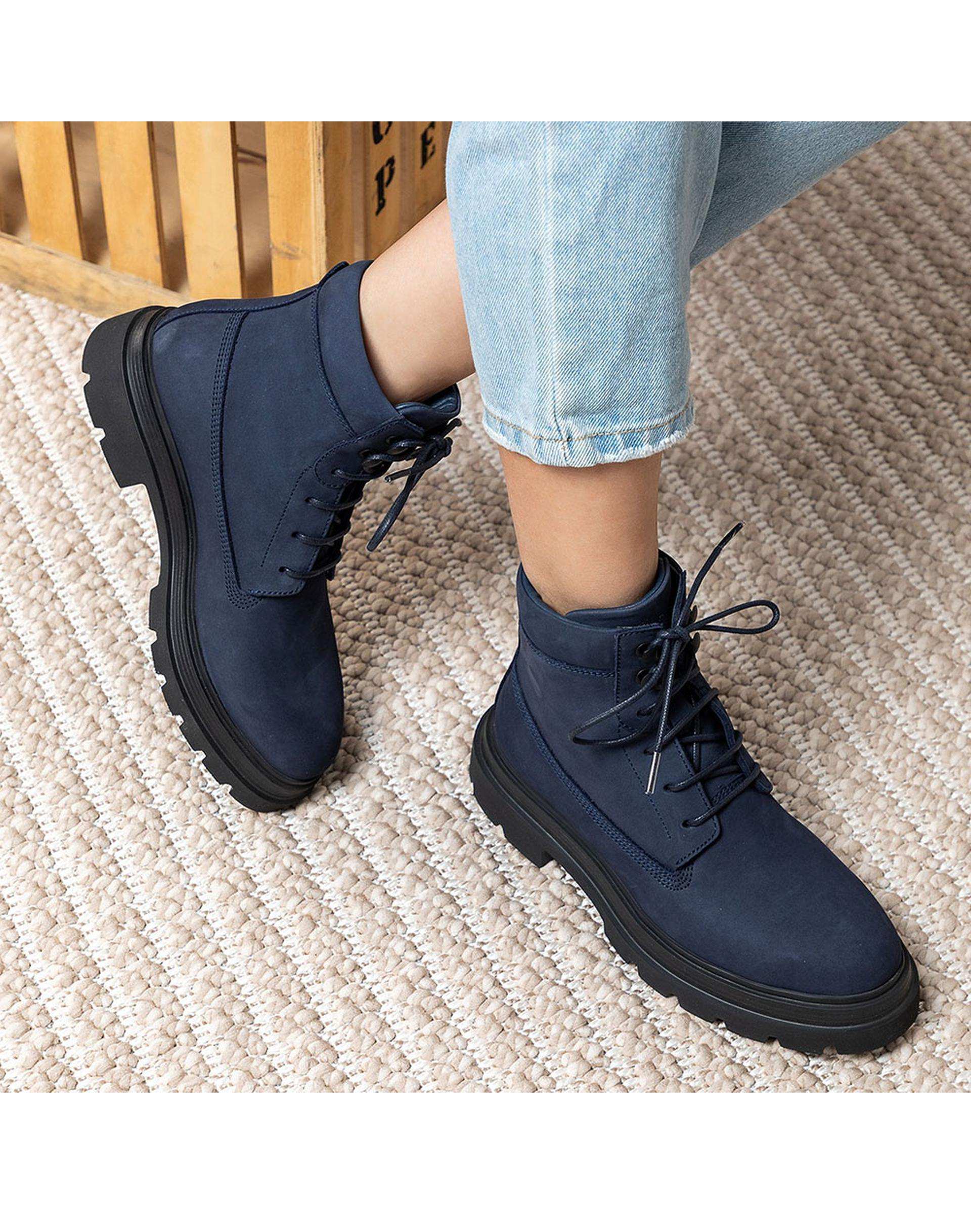 بوت چرم زنانه طبی سرمه ای برتونیکس Berttonix کد D 555