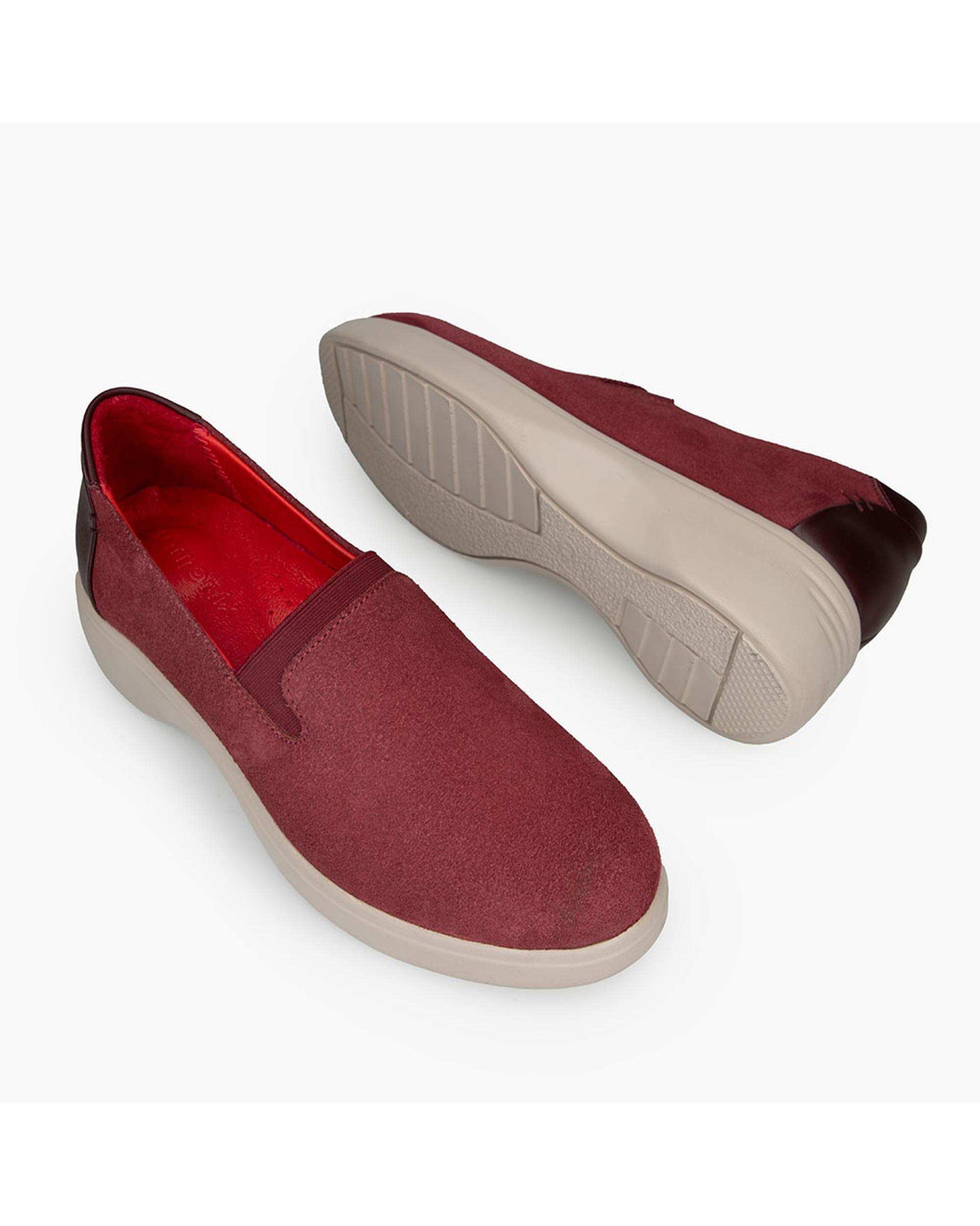 کفش چرم زنانه کژوال طبی زرشکی برتونیکس Berttonix کد D 766