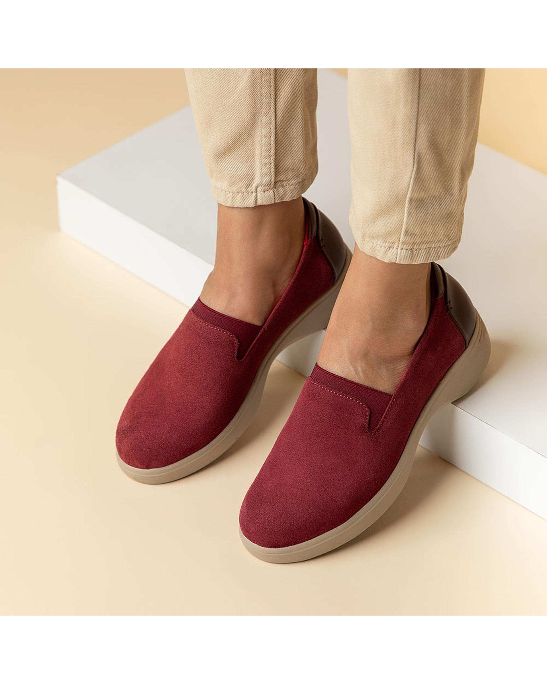 کفش چرم زنانه کژوال طبی زرشکی برتونیکس Berttonix کد D 766