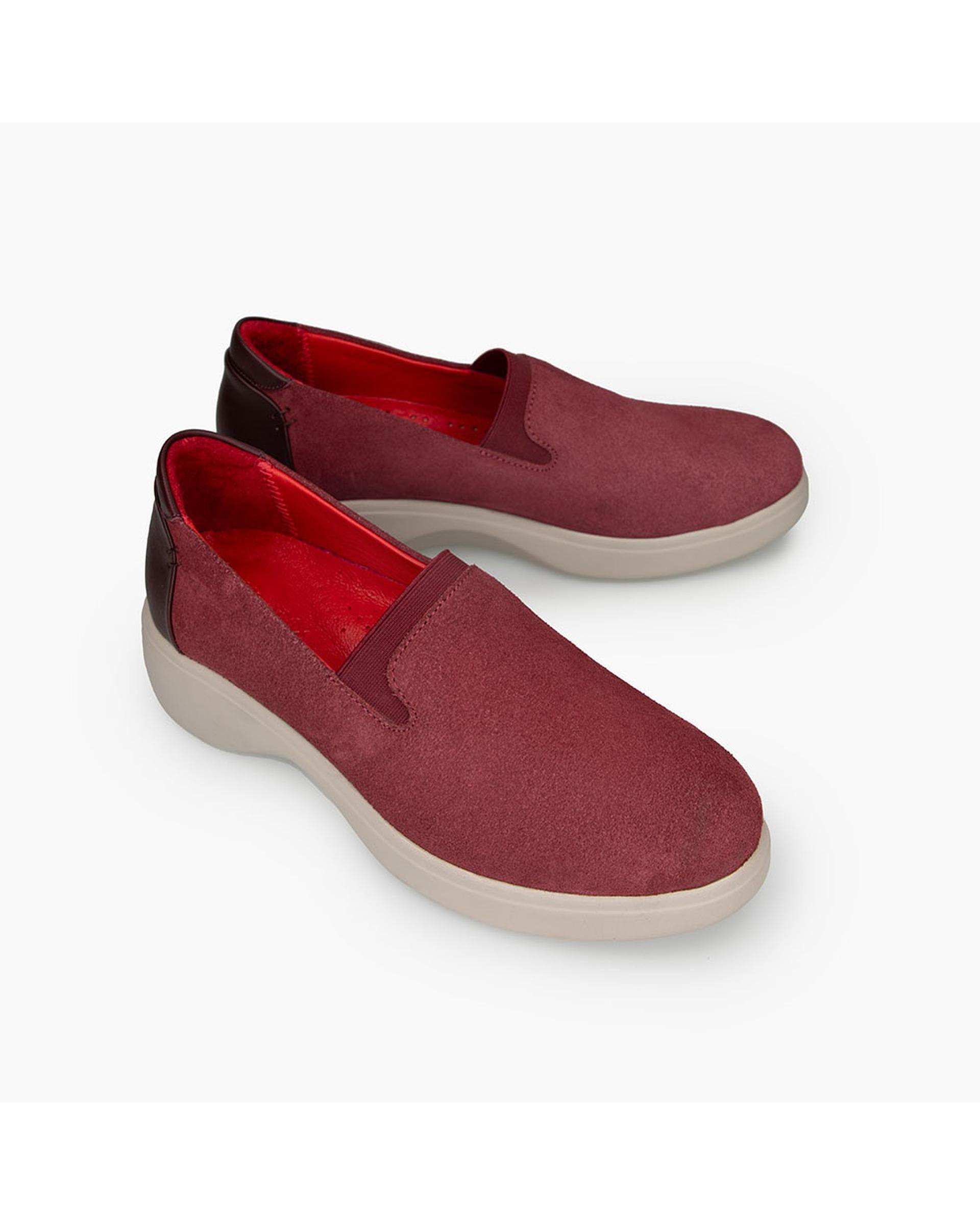 کفش چرم زنانه کژوال طبی زرشکی برتونیکس Berttonix کد D 766