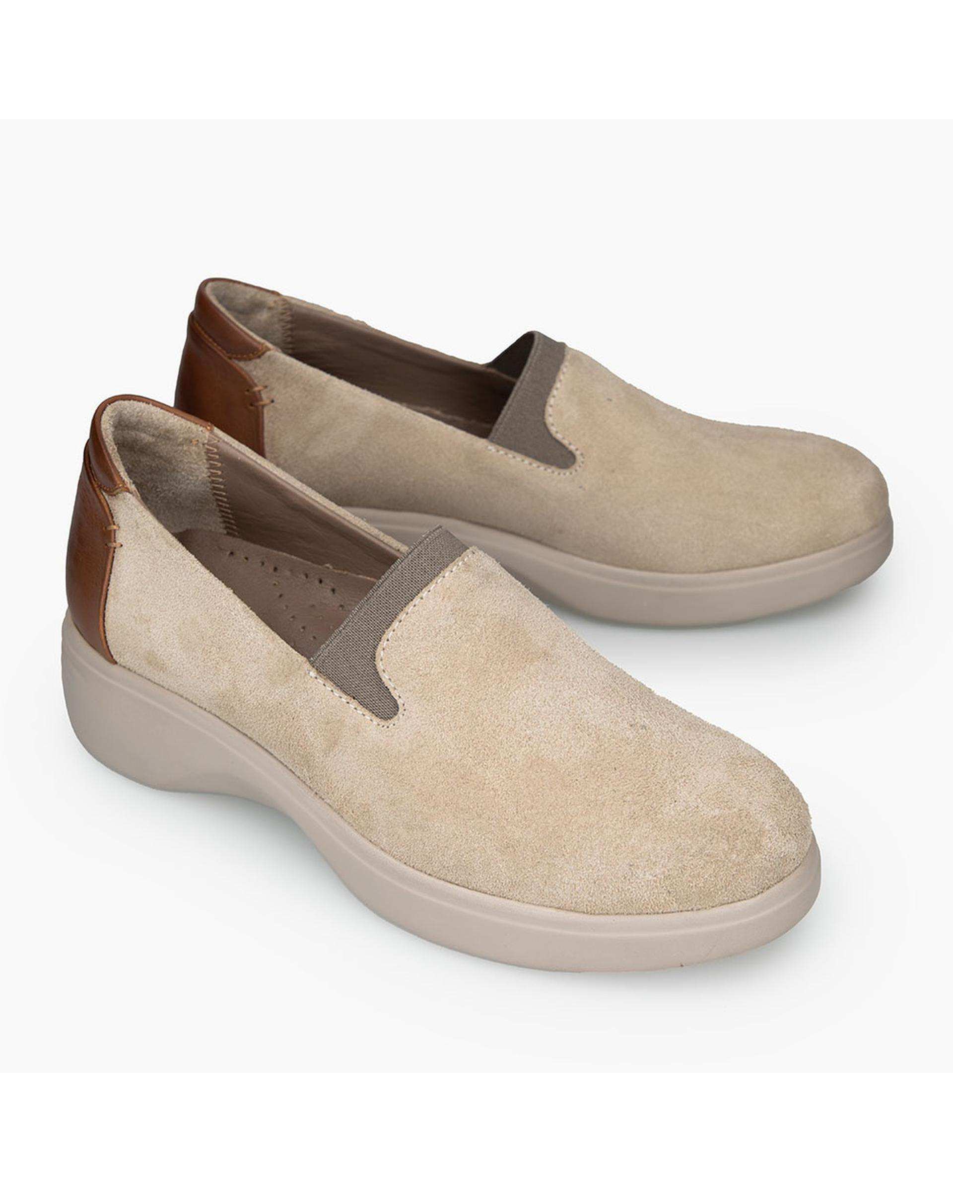 کفش چرم زنانه کژوال طبی خاکی برتونیکس Berttonix کد D 766