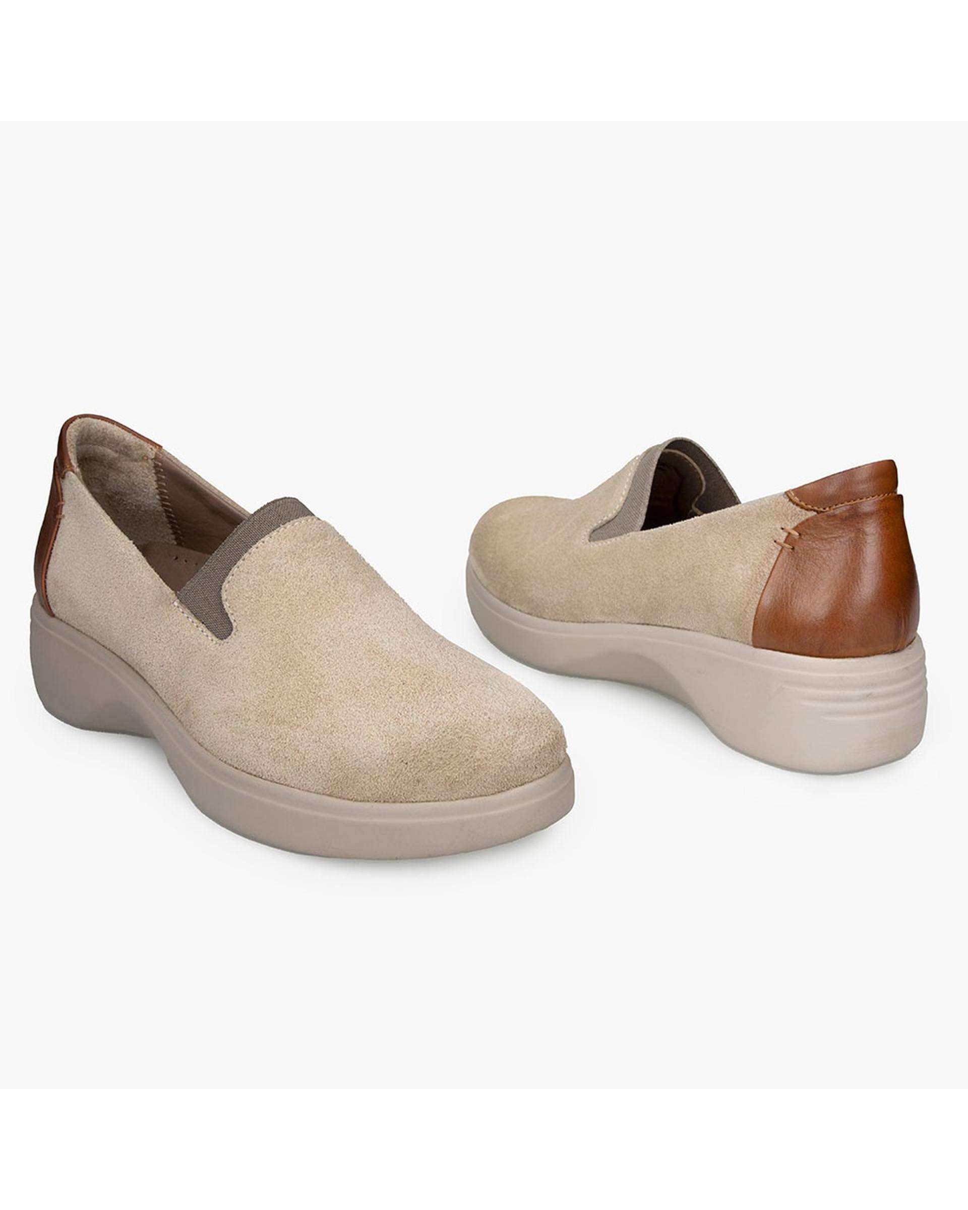 کفش چرم زنانه کژوال طبی خاکی برتونیکس Berttonix کد D 766