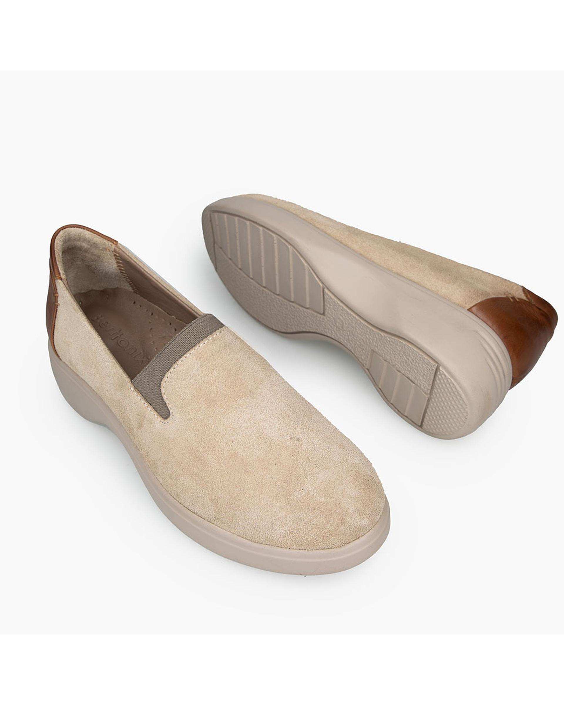 کفش چرم زنانه کژوال طبی خاکی برتونیکس Berttonix کد D 766