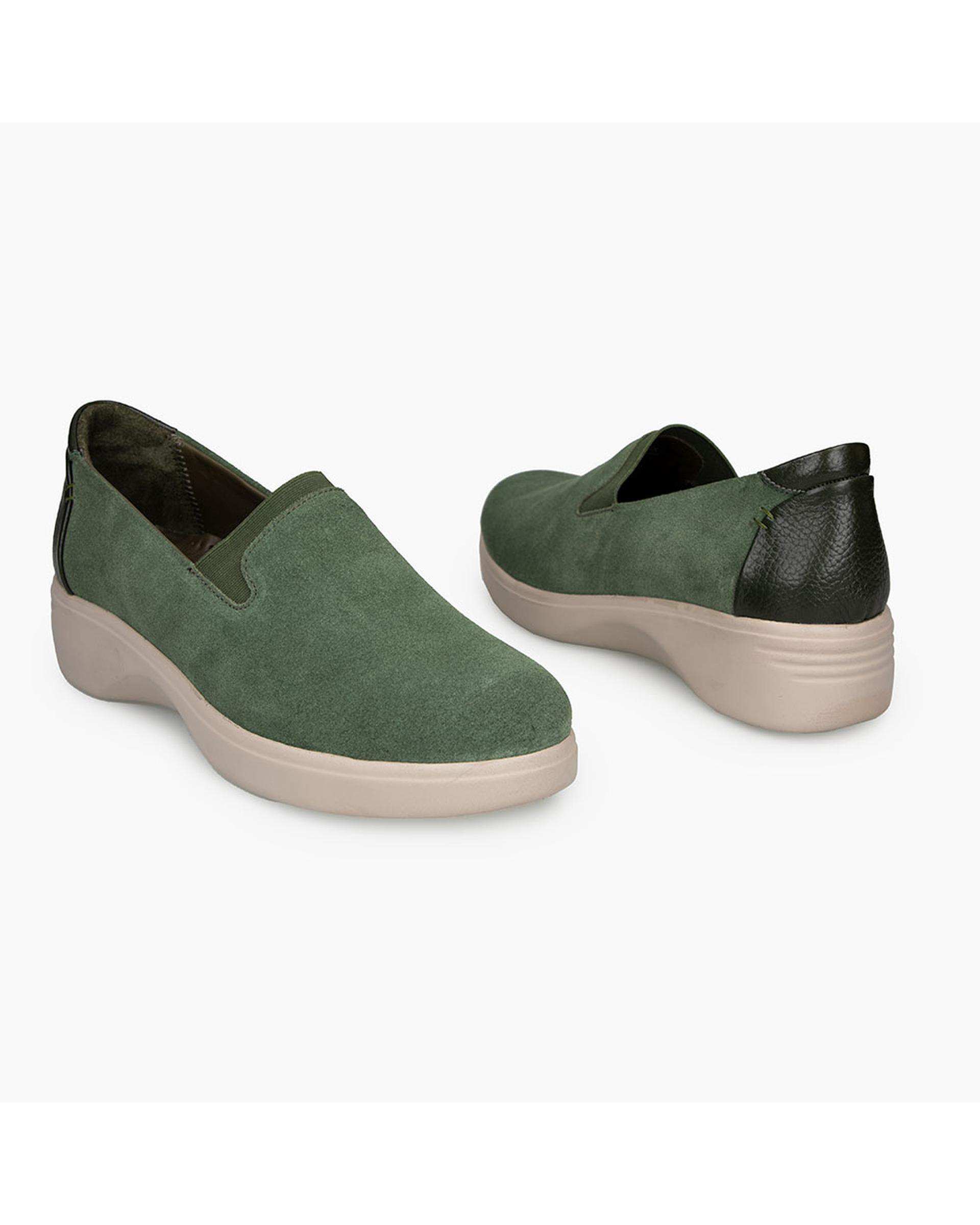 کفش چرم زنانه کژوال طبی سبز برتونیکس Berttonix کد D 766