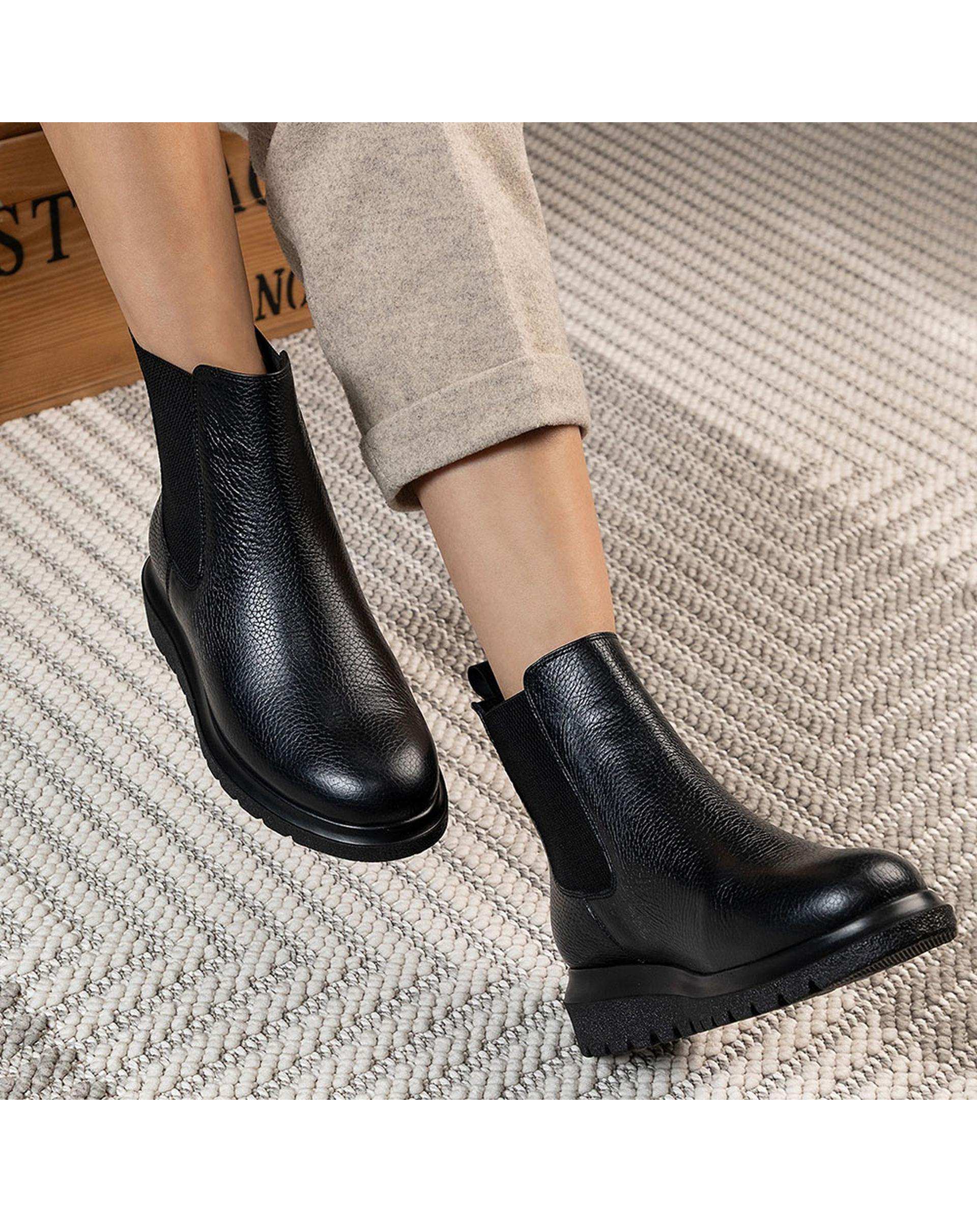 بوت چرم زنانه طبی مشکی برتونیکس Berttonix کد A-4029