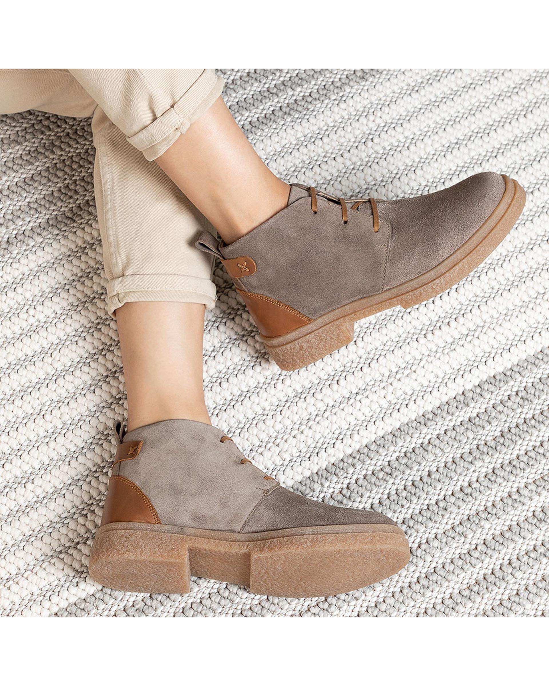 نیم بوت چرم زنانه طبی خاکی برتونیکس Berttonix کد B 777