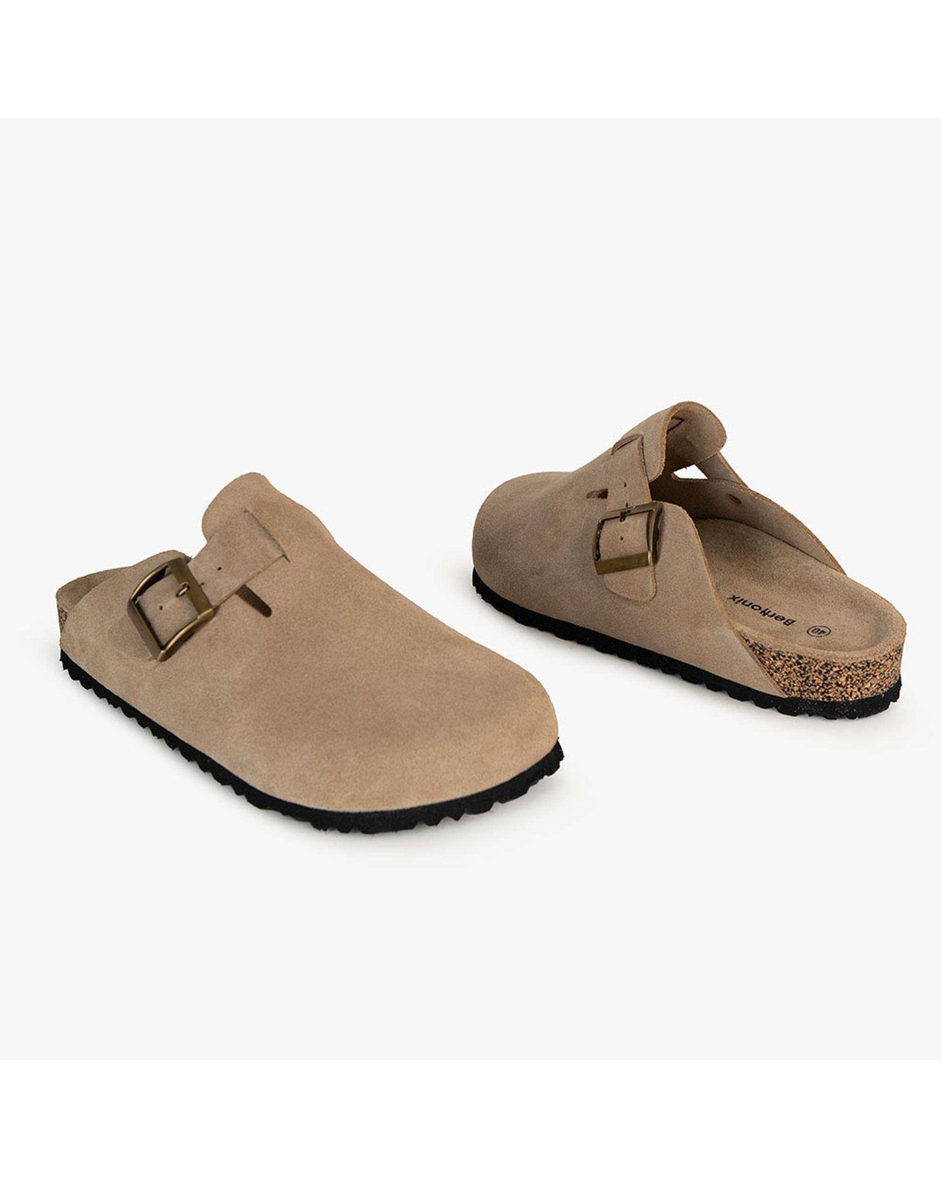 صندل اسلیپر چرم مردانه طبی خاکی برتونیکس Berttonix کد PS-۰۵