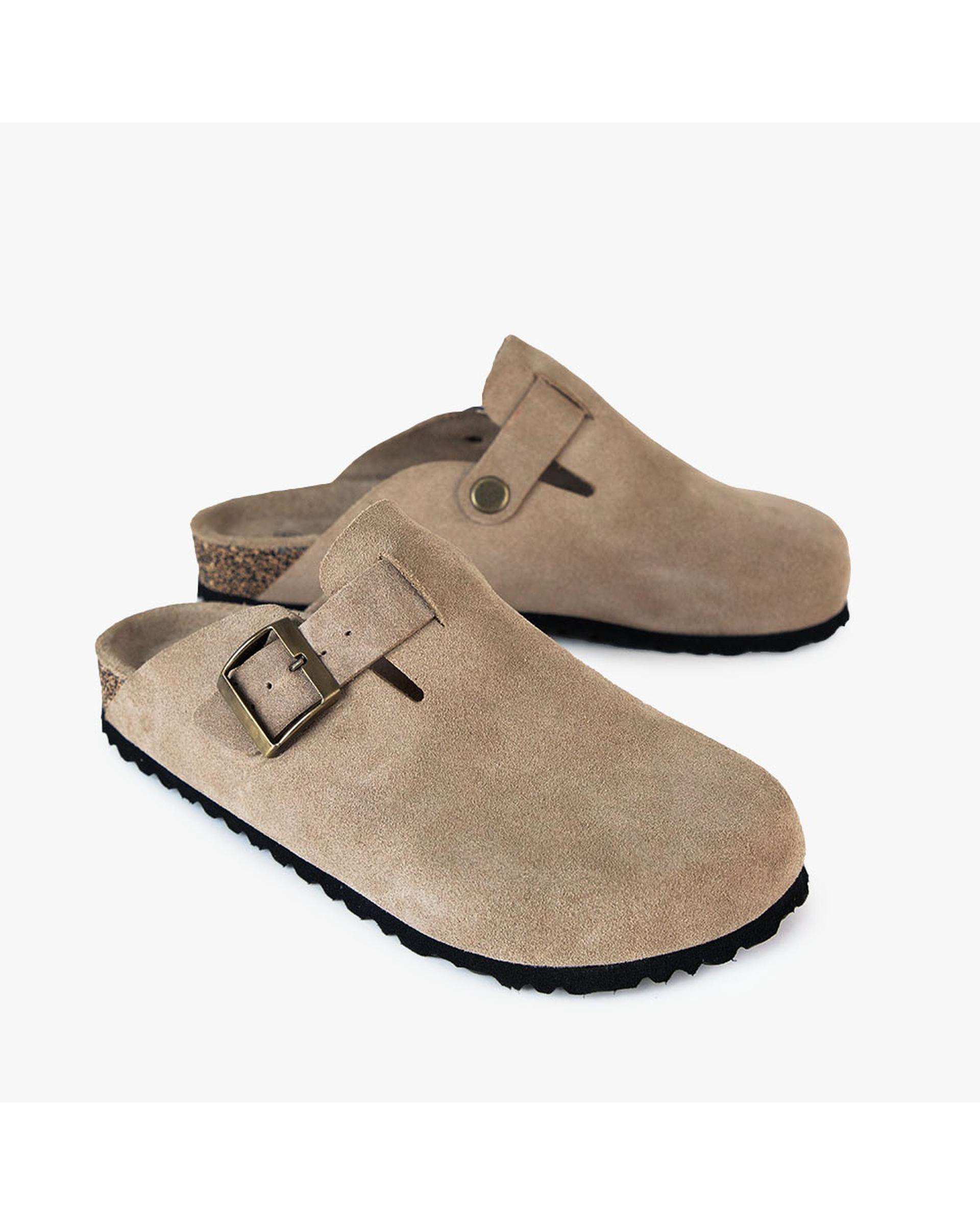 صندل اسلیپر چرم مردانه طبی خاکی برتونیکس Berttonix کد PS-۰۵