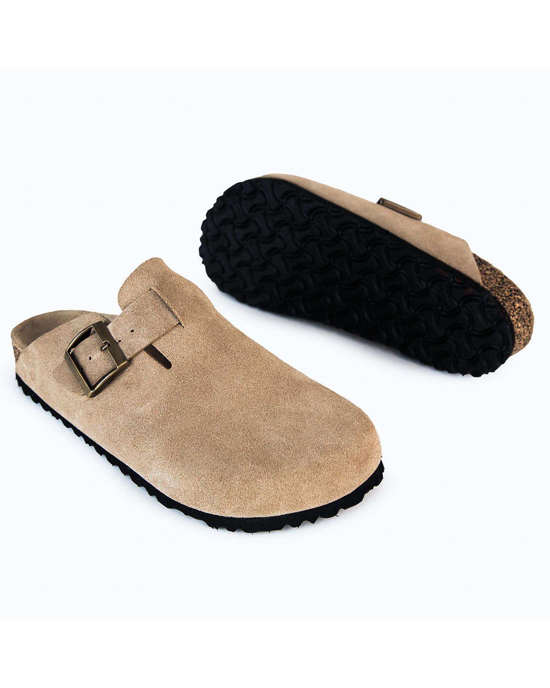 صندل اسلیپر چرم مردانه طبی خاکی برتونیکس Berttonix کد PS-۰۵