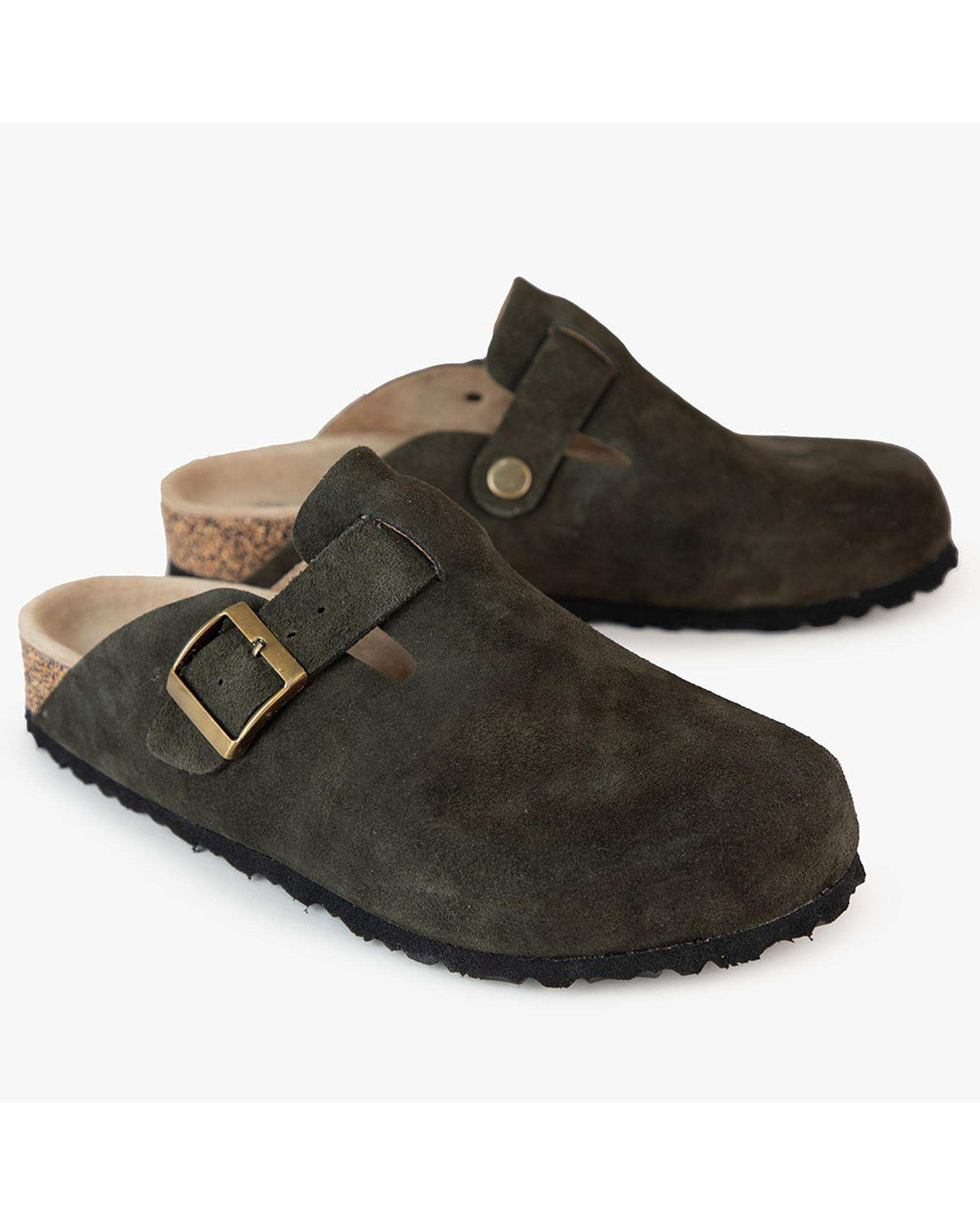 صندل اسلیپر چرم مردانه طبی سبز برتونیکس Berttonix کد PS-۰۵