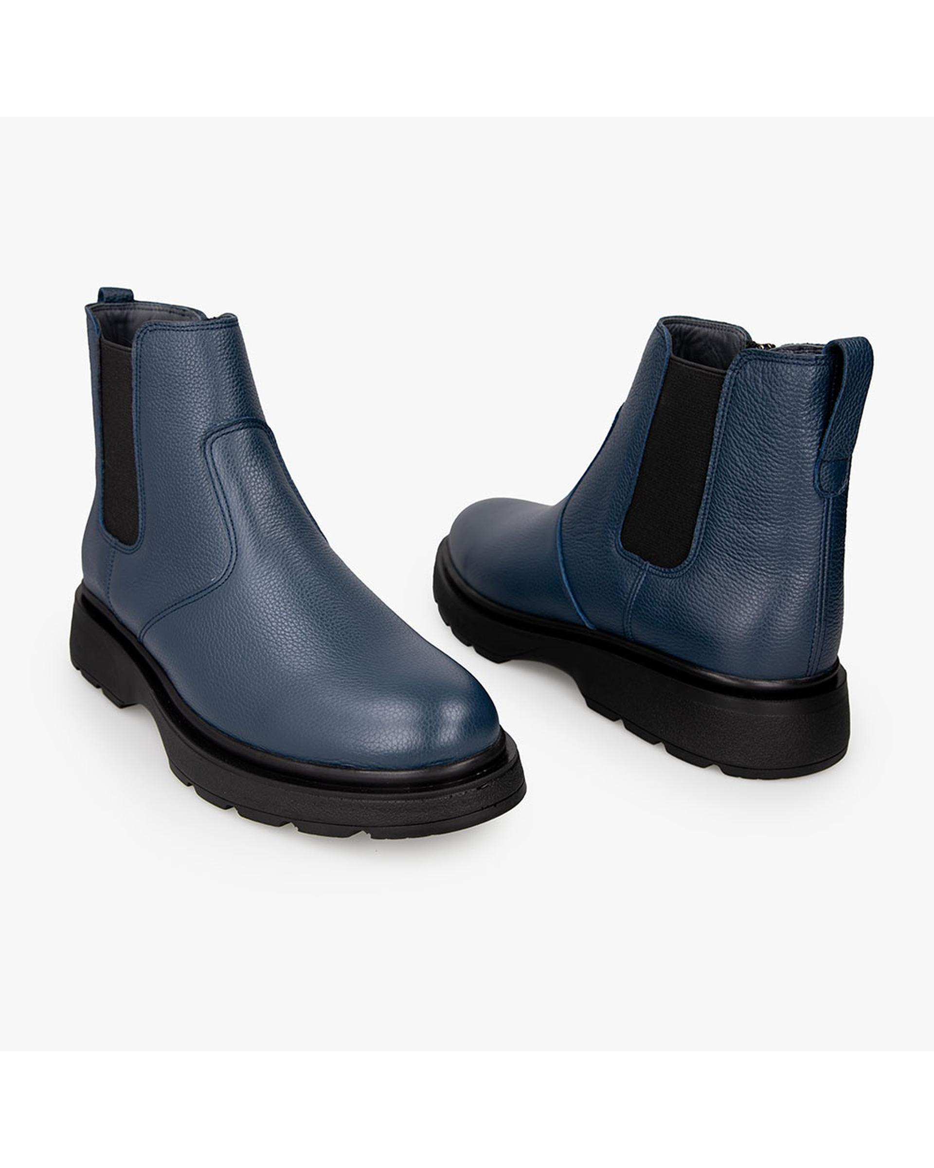 بوت چرم مردانه طبی سرمه ای برتونیکس Berttonix کد M-۴۱۳ B