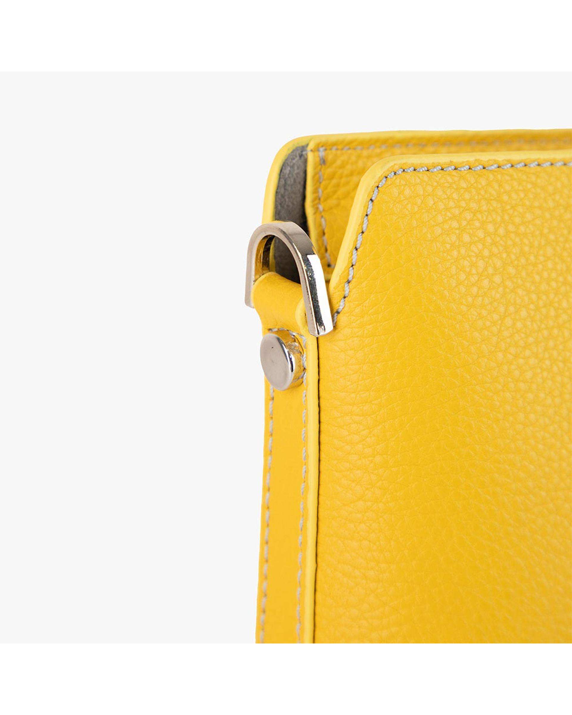 کیف چرم دوشی زنانه زرد برتونیکس Berttonix کد 4042